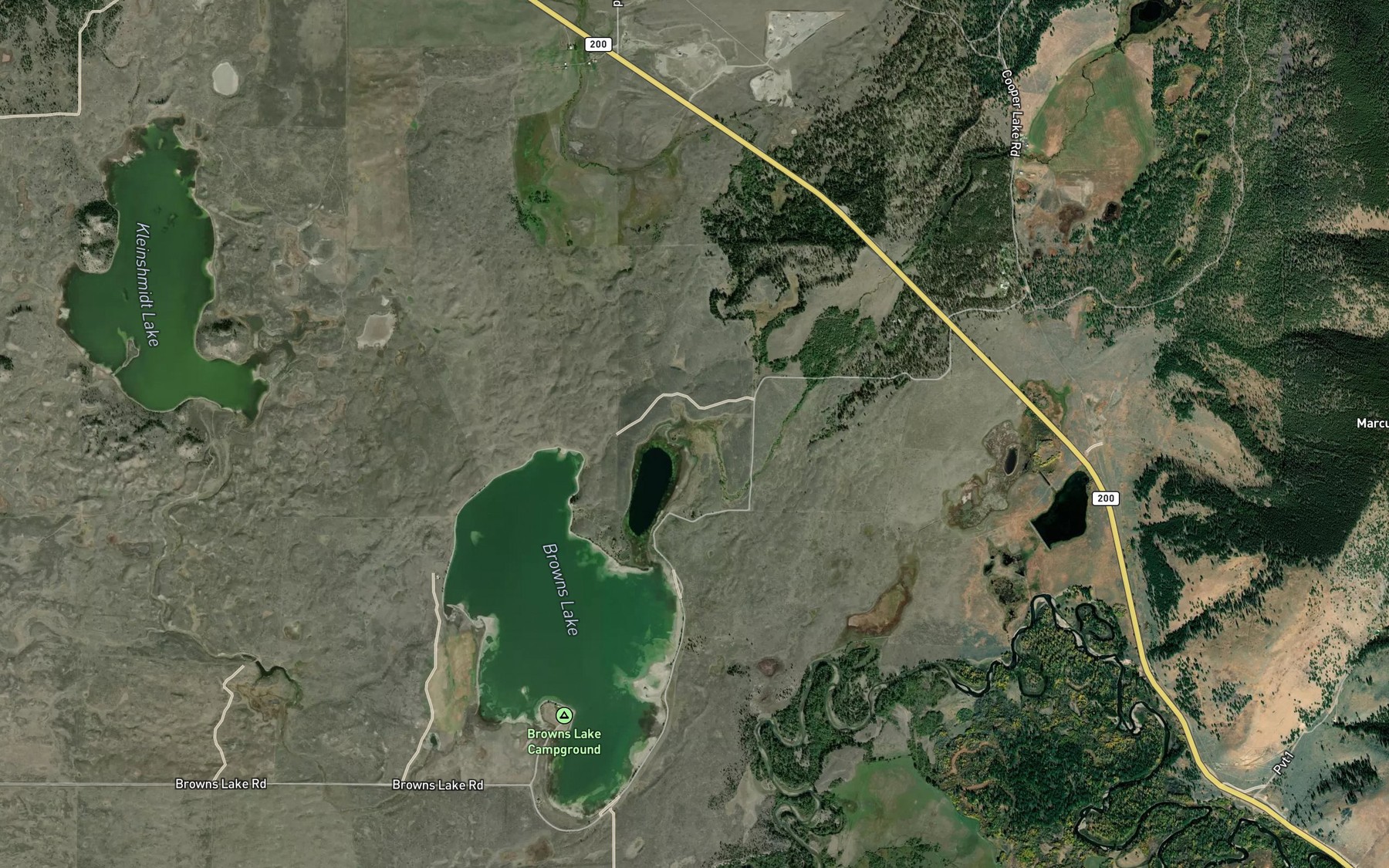 Satellite map of the Ward Creek