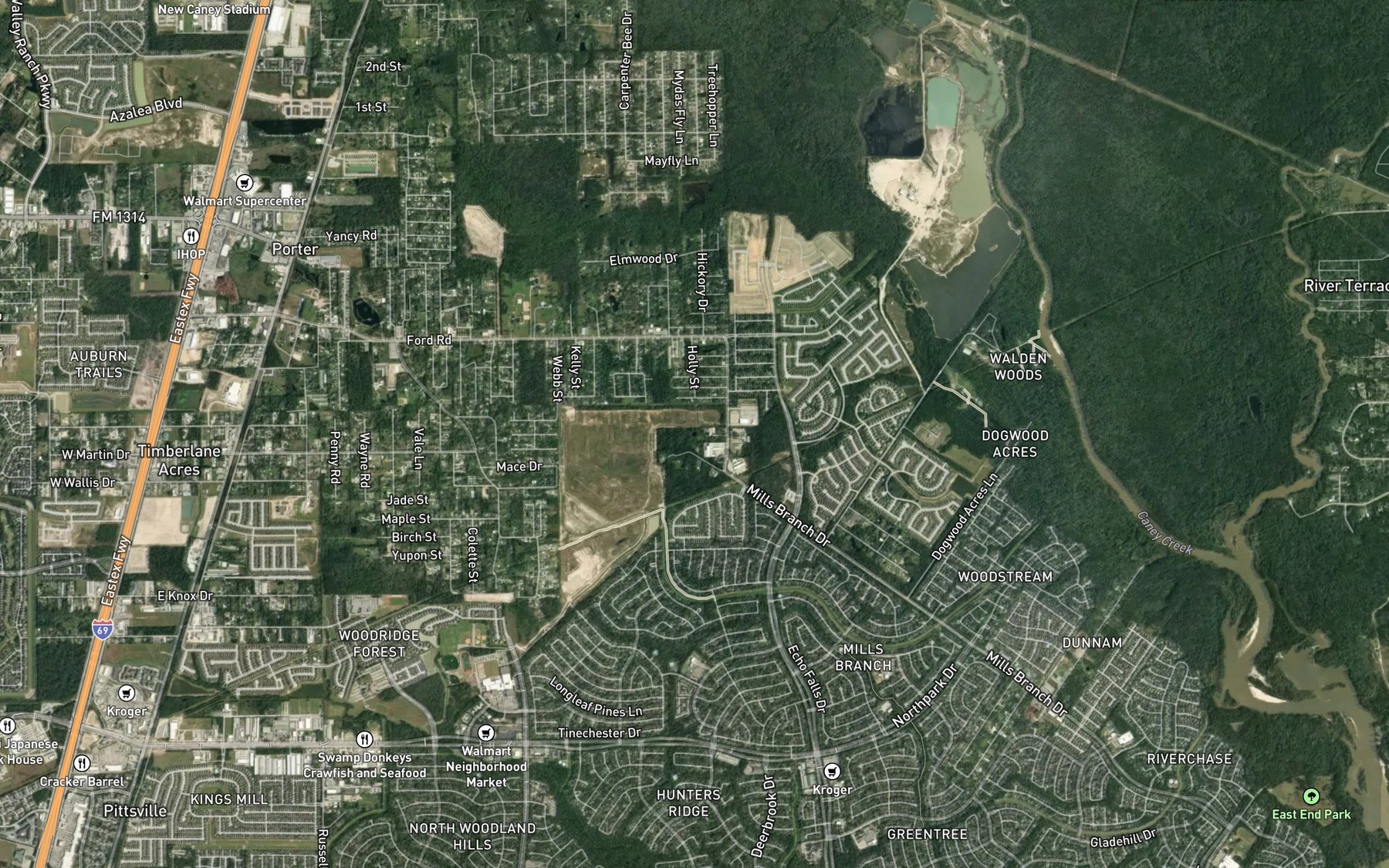 Satellite map of the Ford Lake