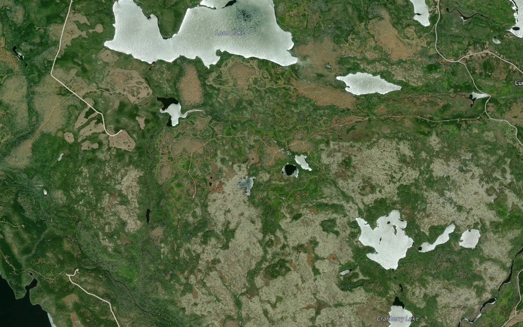 Satellite map of the Horse Hill Ponds