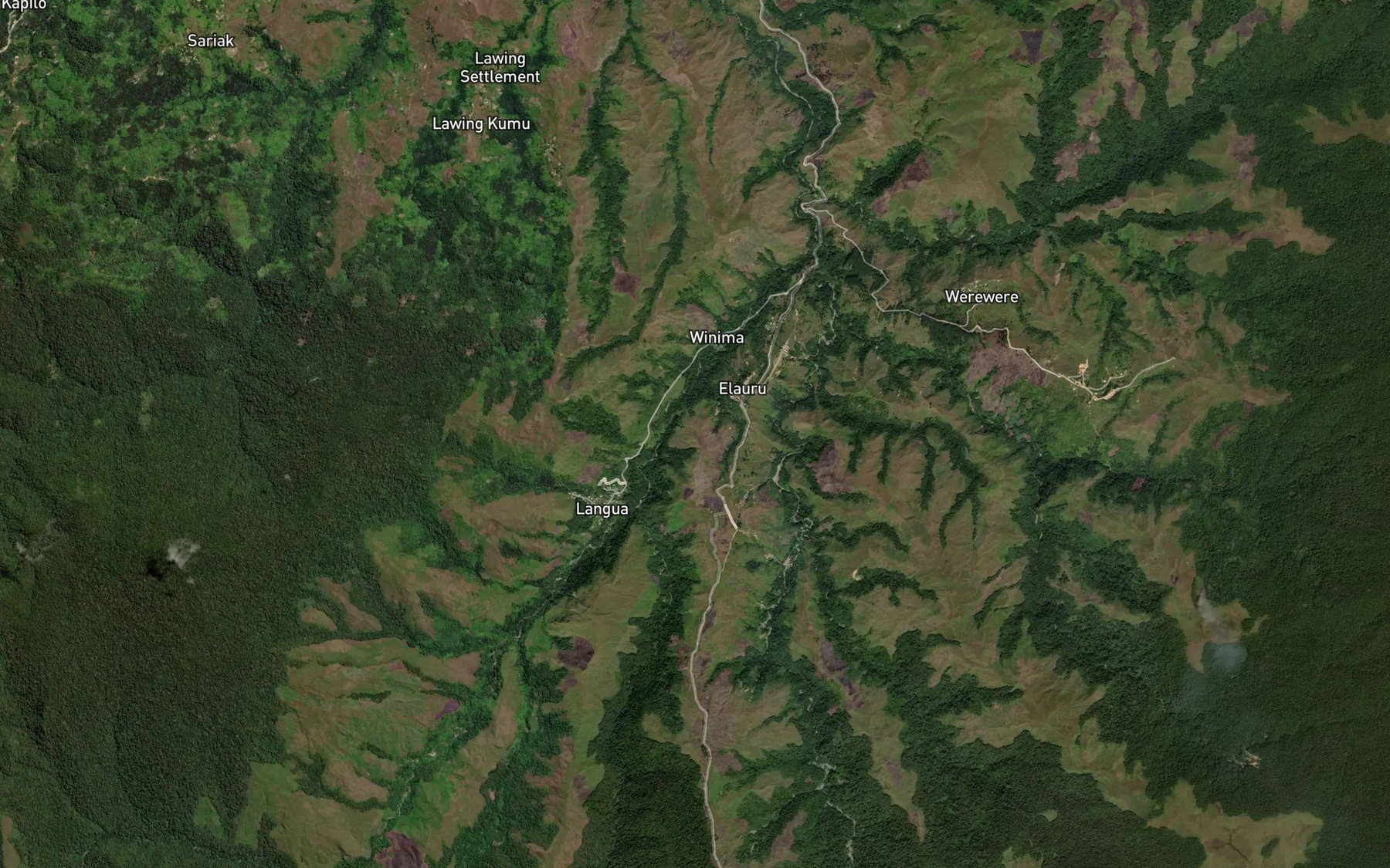 Satellite map of the Upper Bulolo River