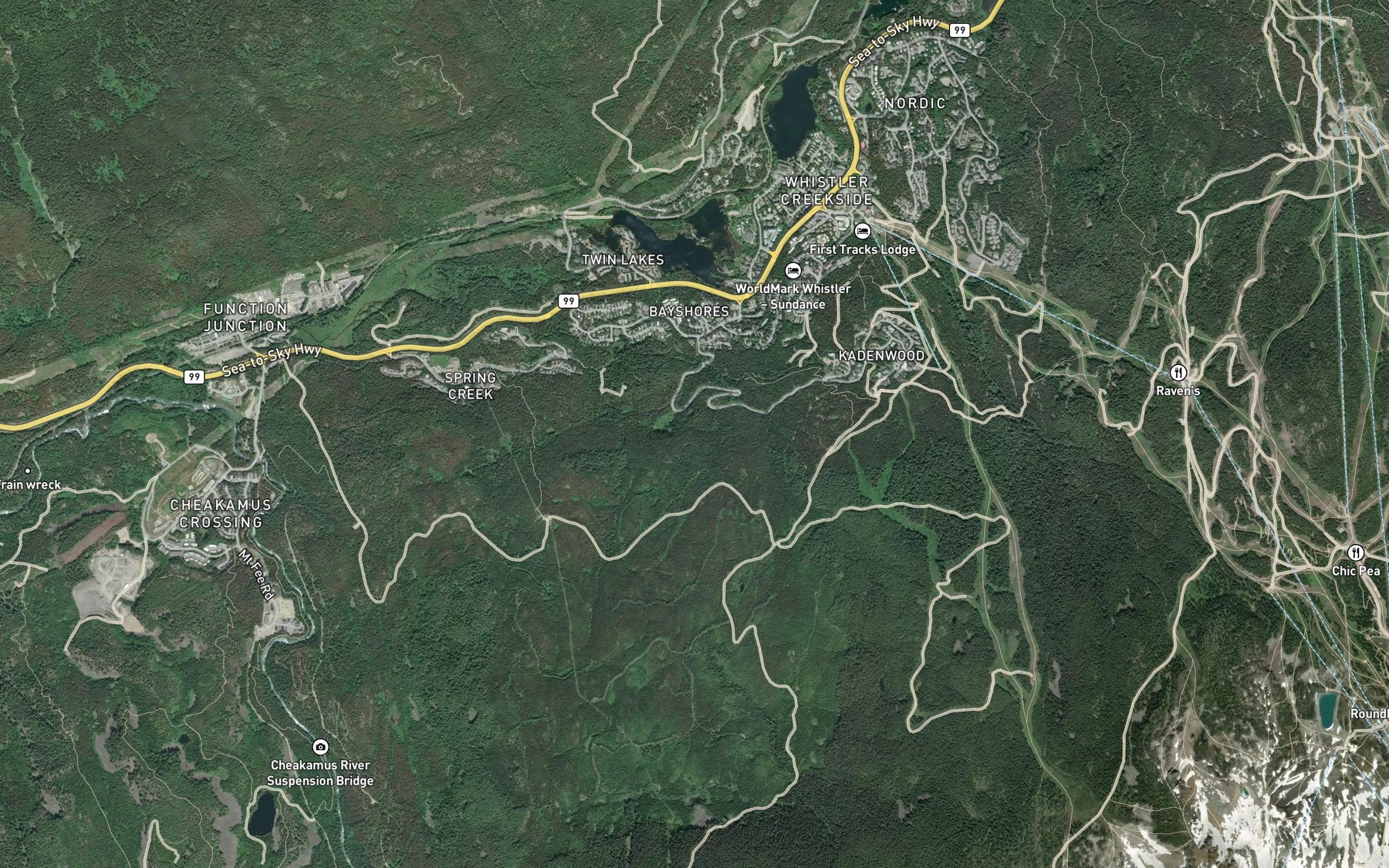 Satellite map of the Sproatt Creek