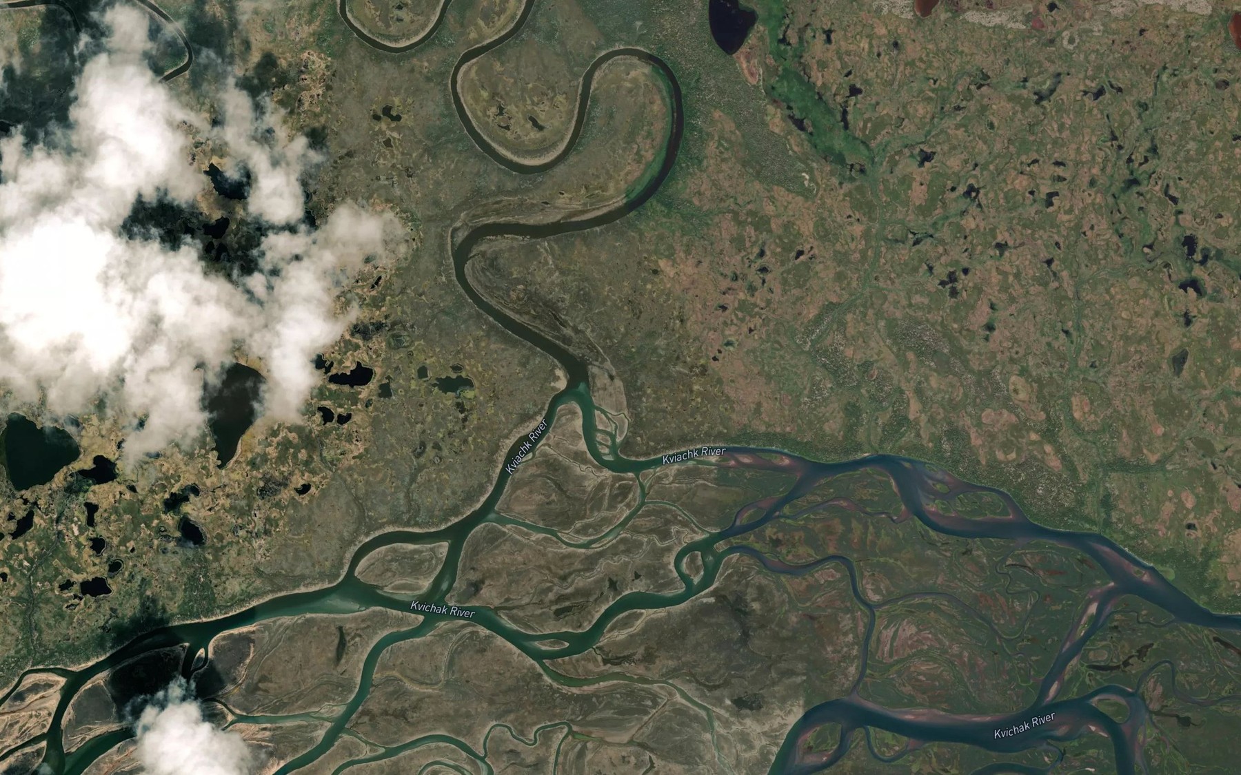 Satellite map of the Kaskanak Creek