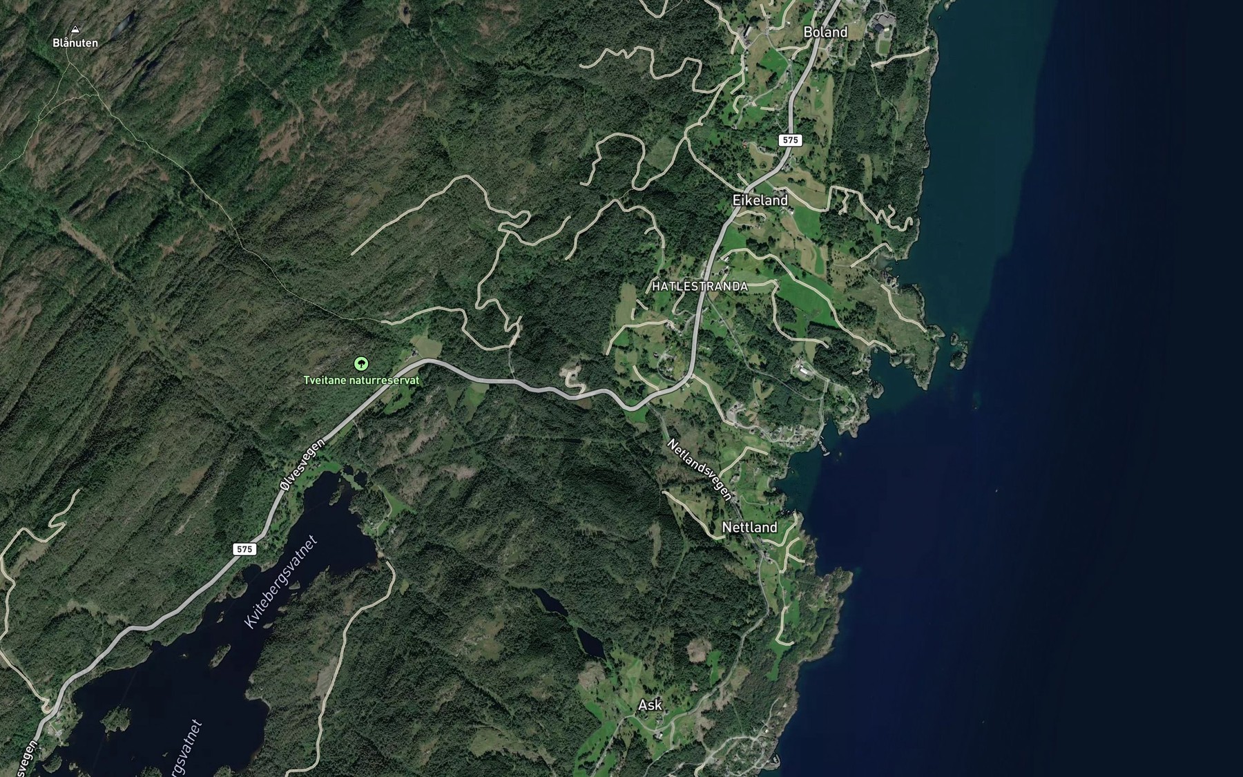 Satellite map of the Hjortlandstjorn