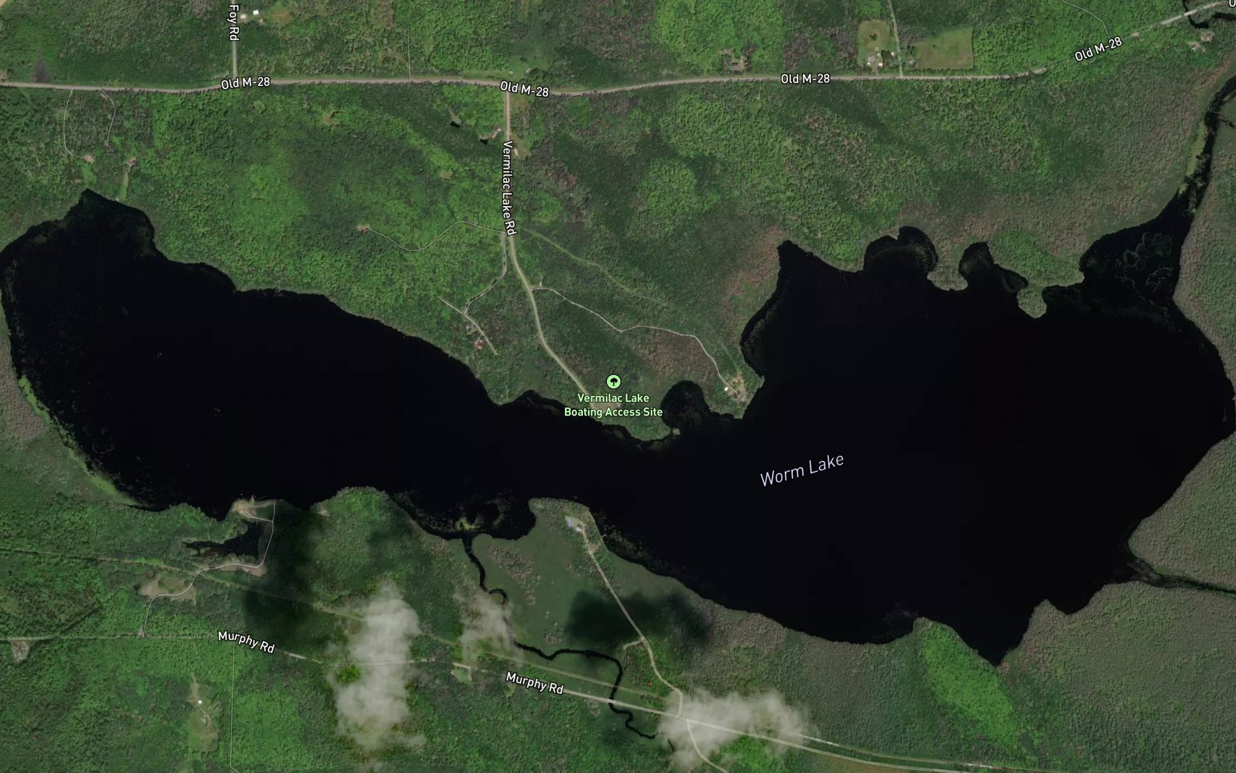 Satellite map of the Worm Lake