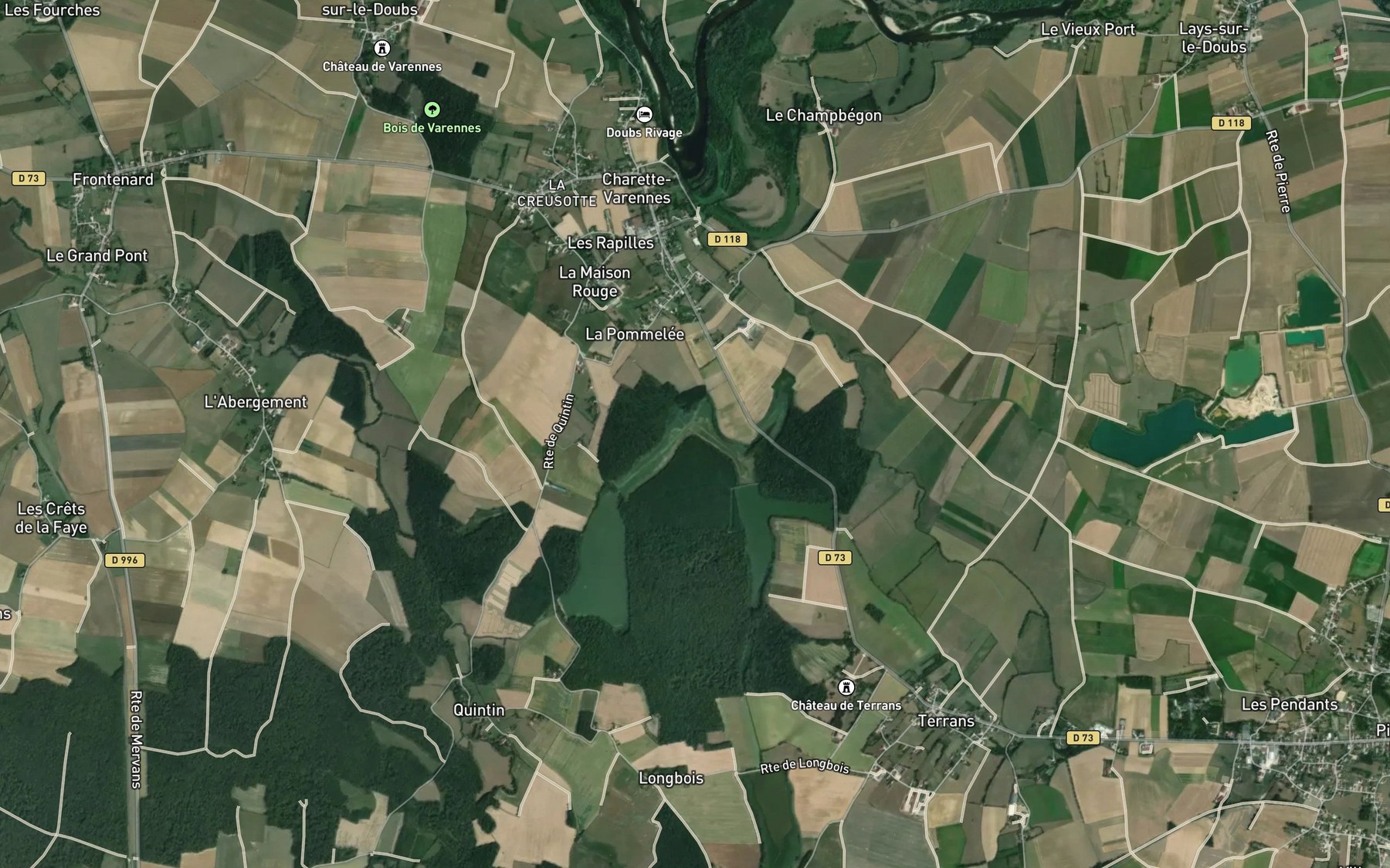 Satellite map of the Etang du Milieu
