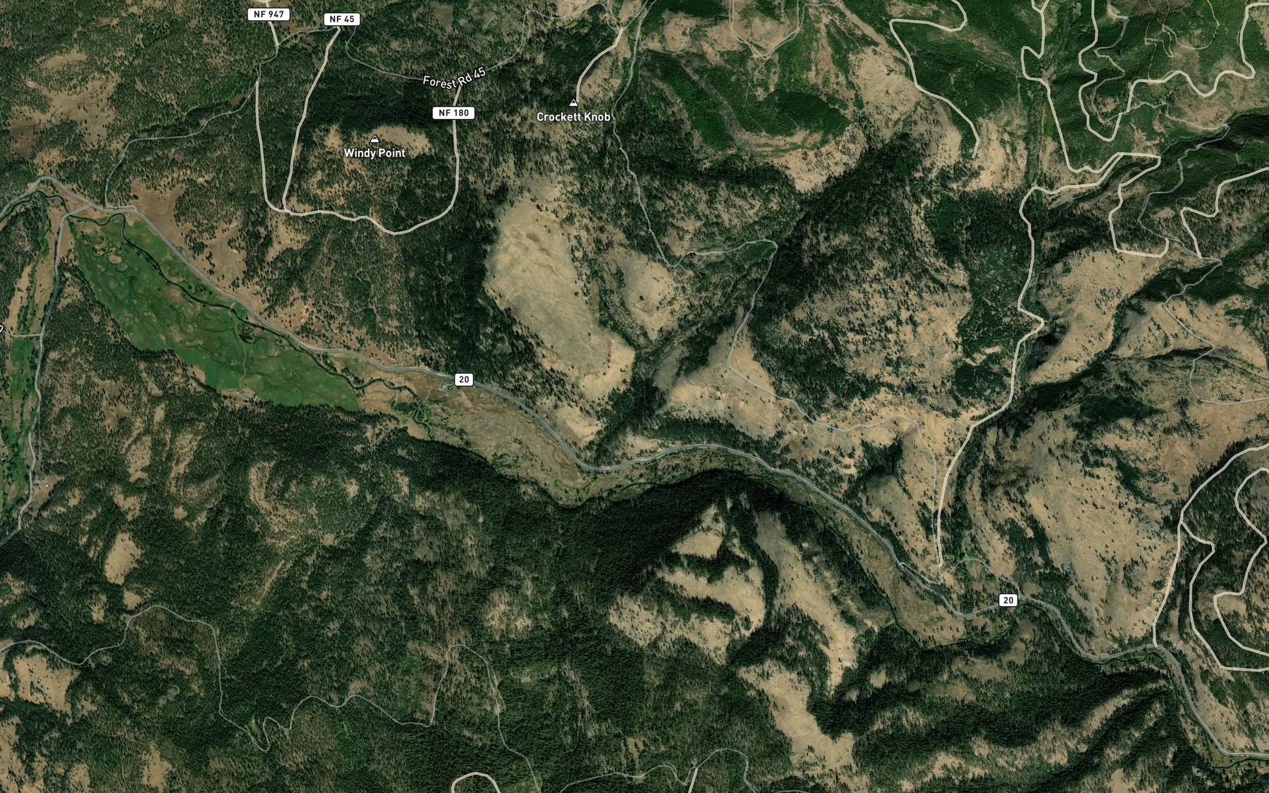 Satellite map of the East Fork Coyote Creek