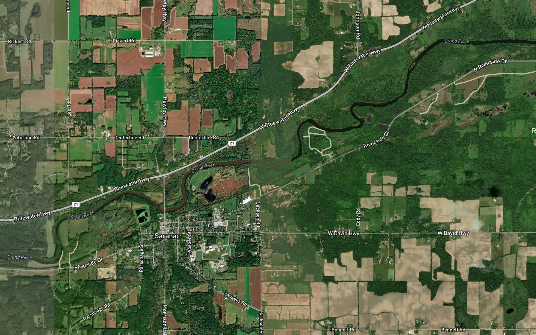 Satellite map of the Crooked Creek