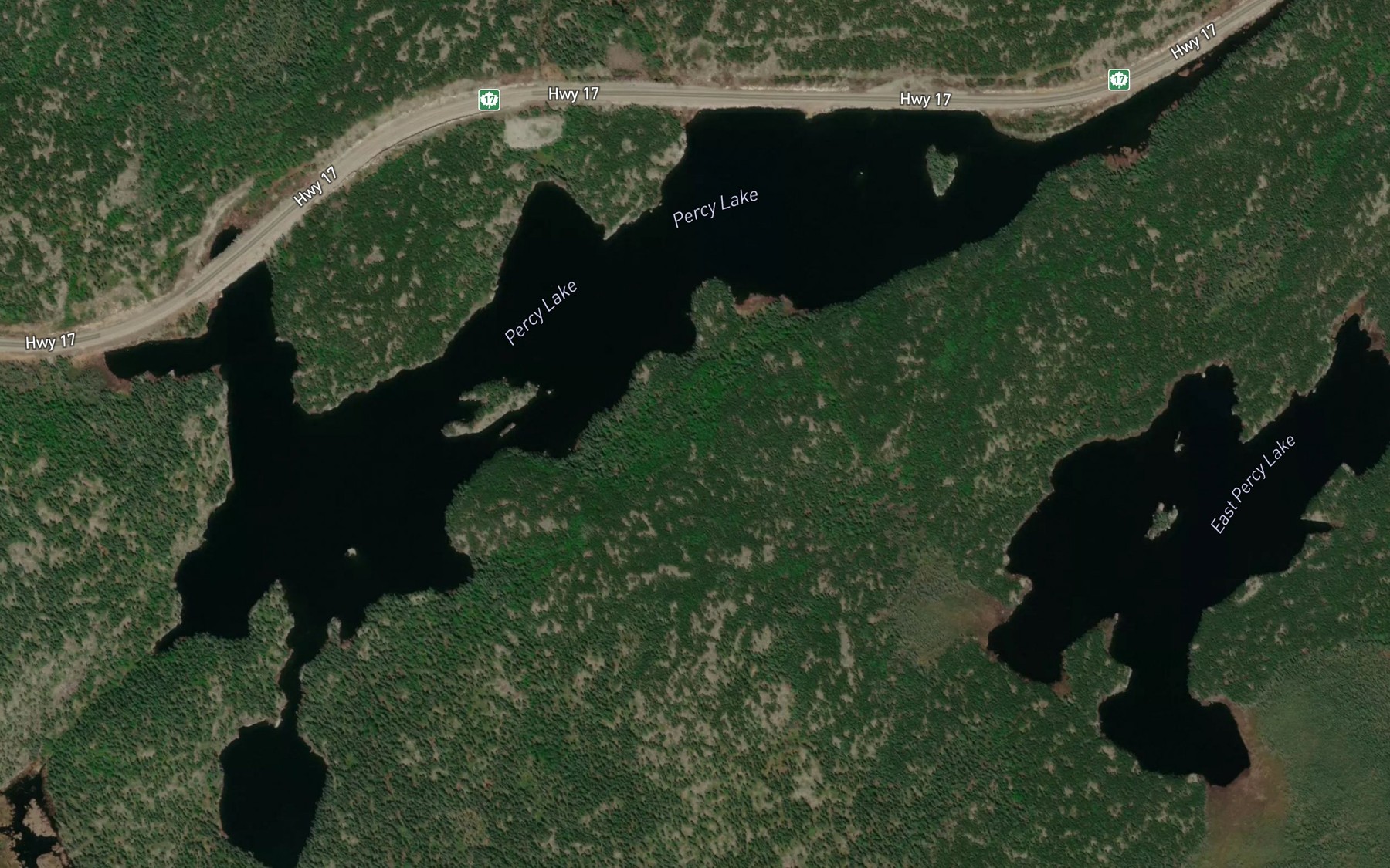 Satellite map of the Percy Lake