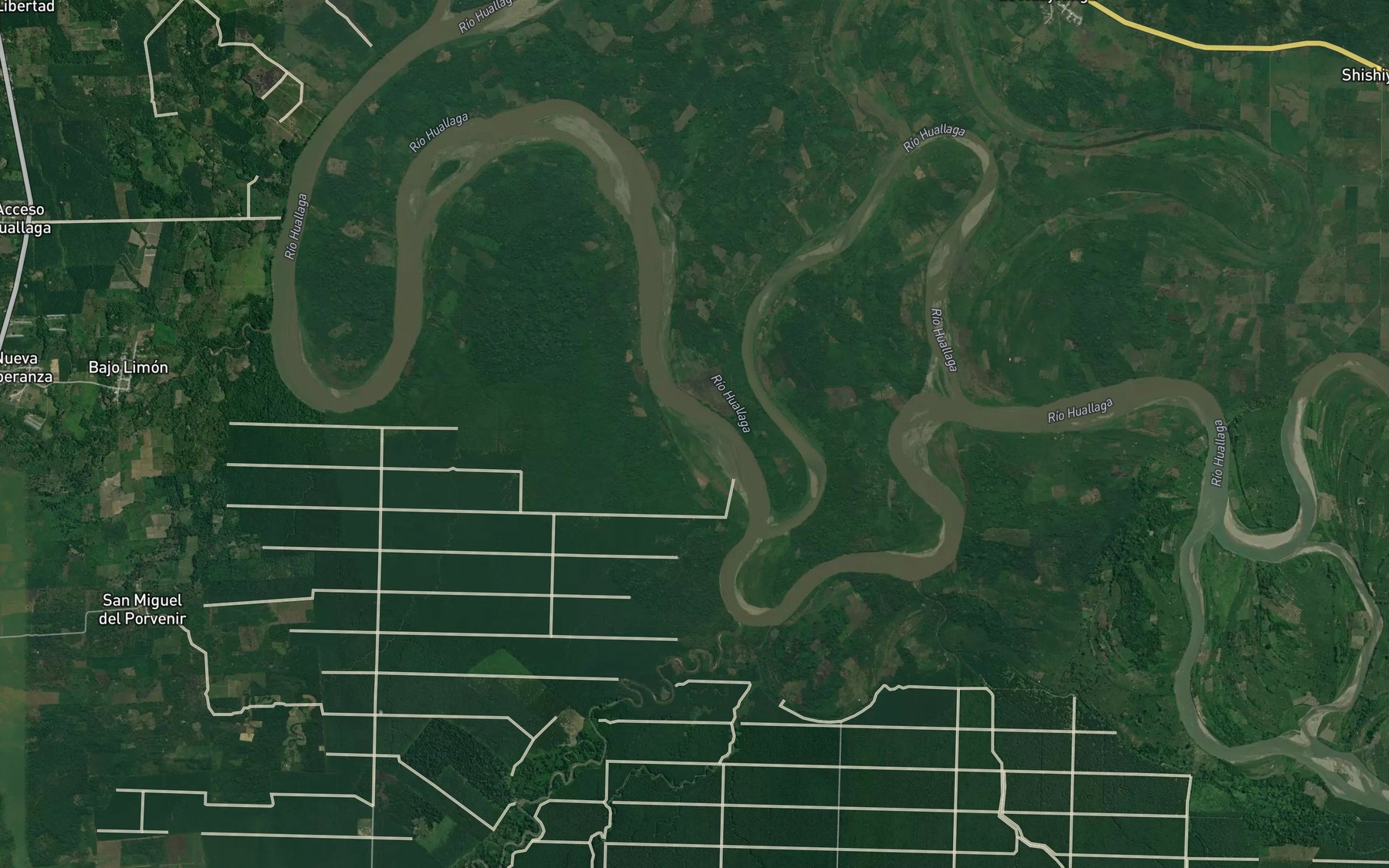 Satellite map of the Rio Huallaga