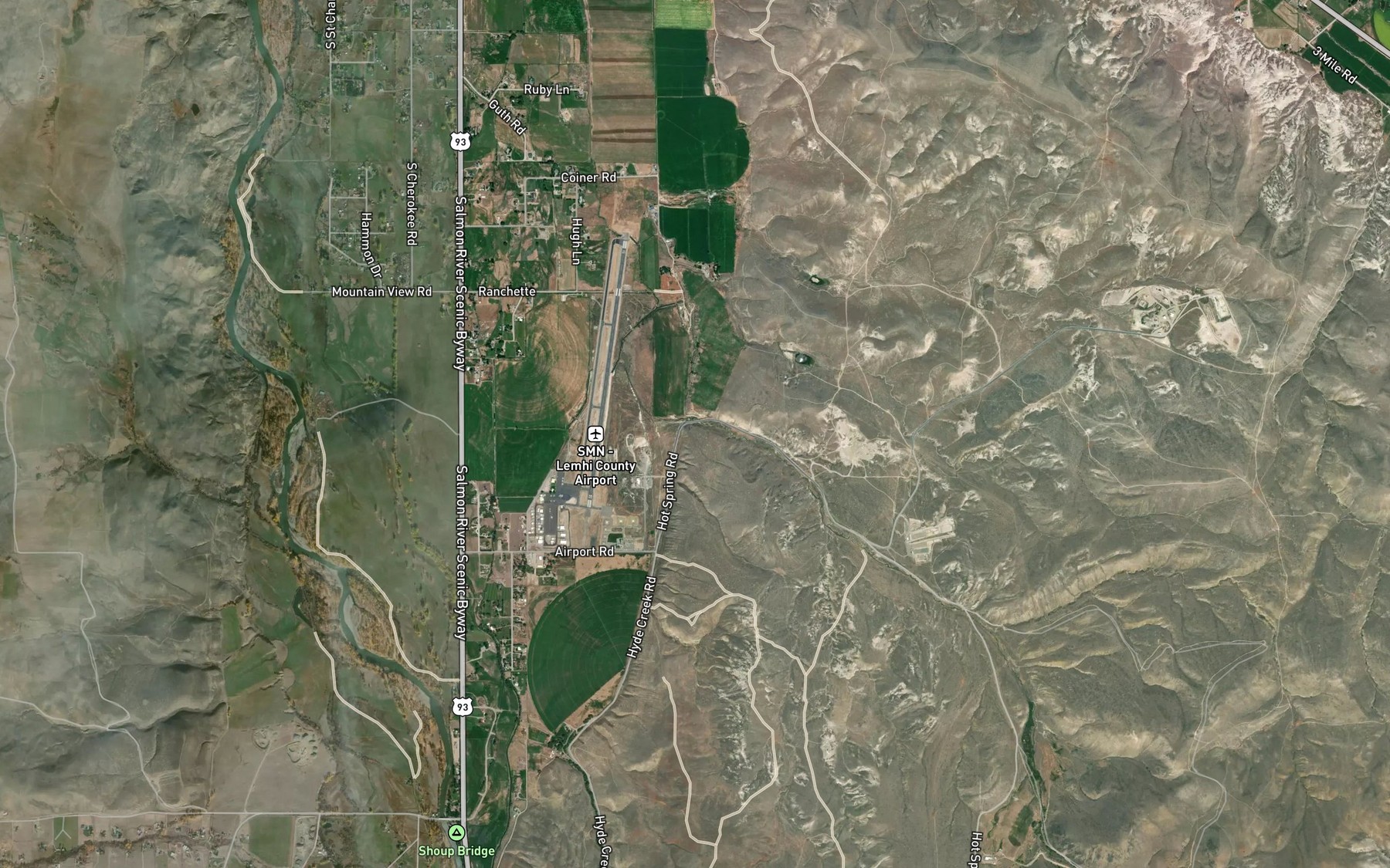 Satellite map of the Hot Spring Creek
