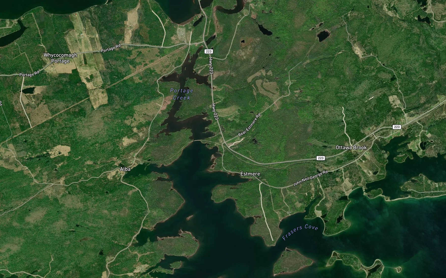 Satellite map of the Kennedys Cove