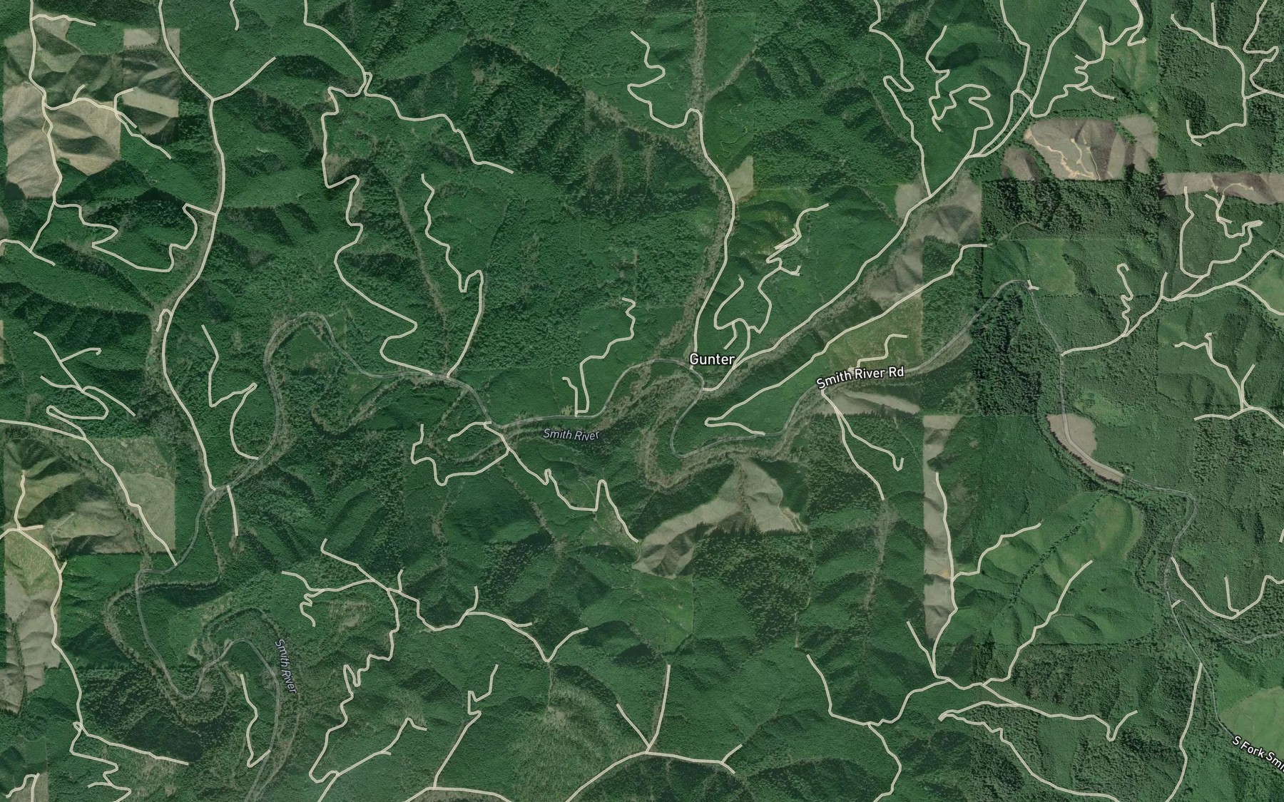 Satellite map of the Haney Creek
