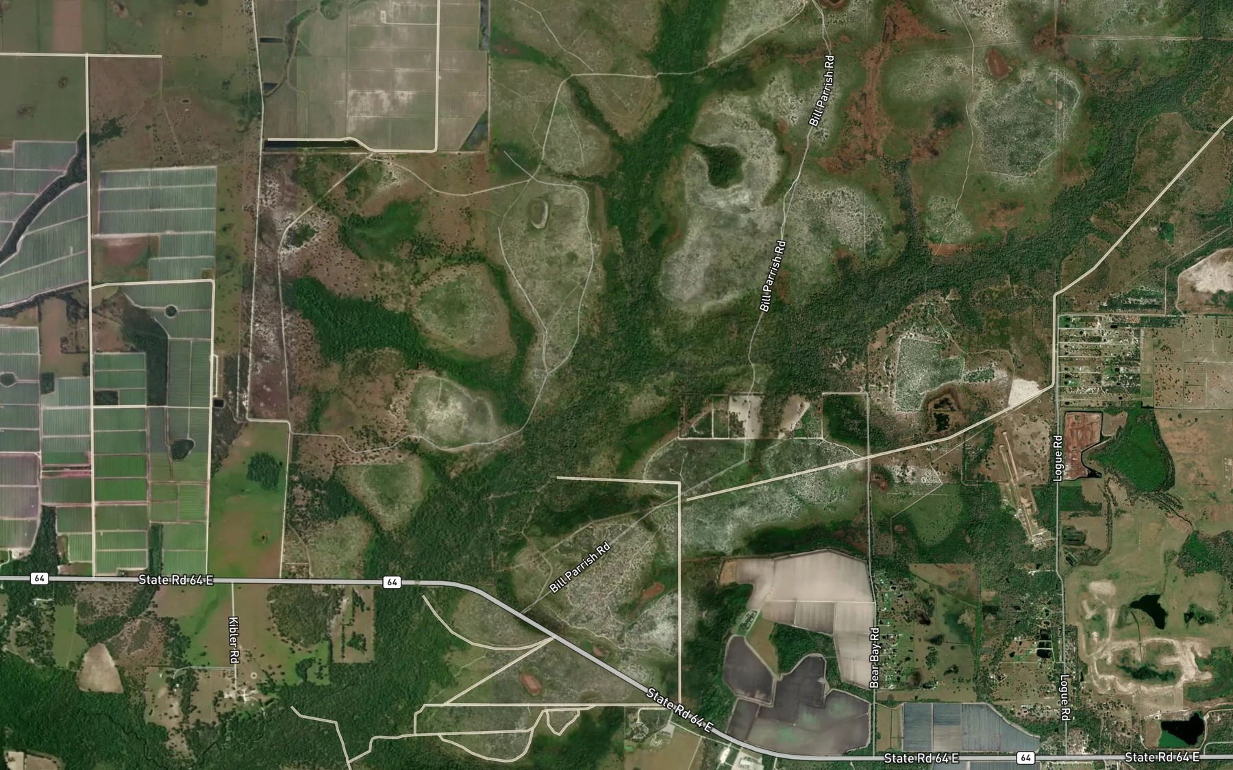 Satellite map of the North Fork Manatee River
