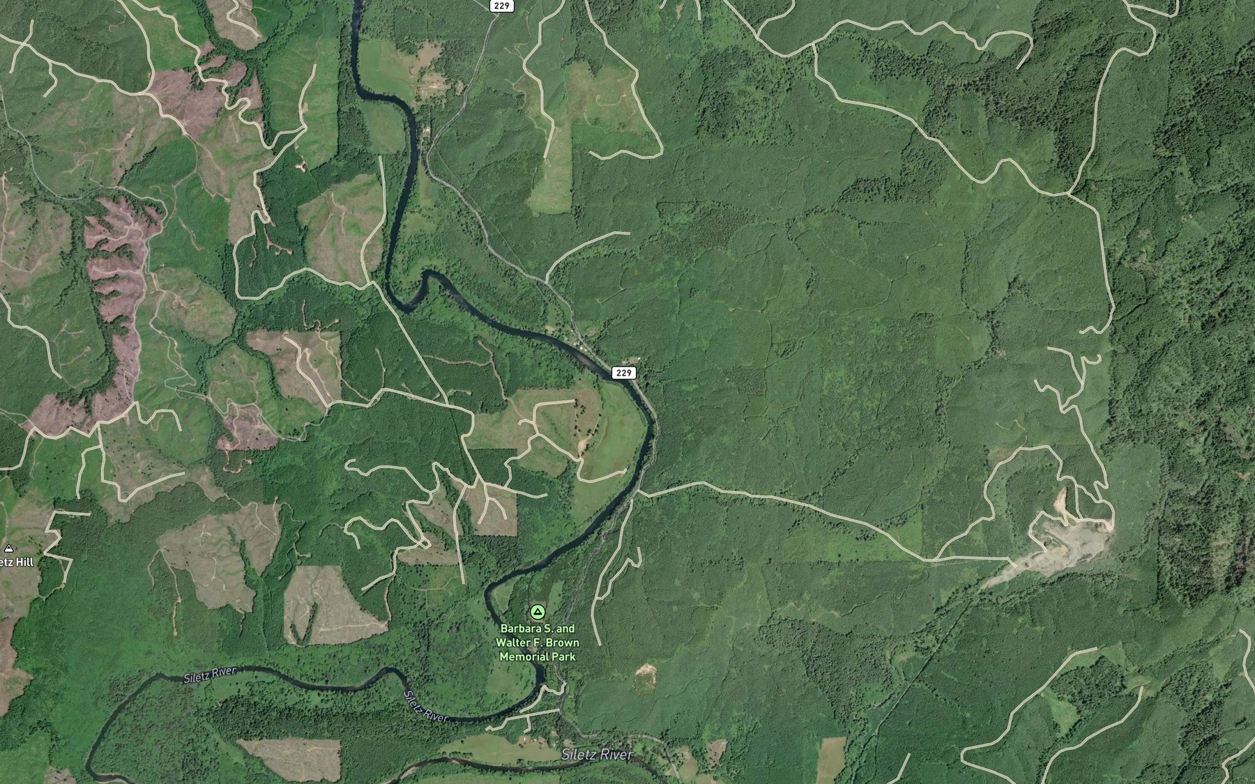 Satellite map of the Skalada Creek