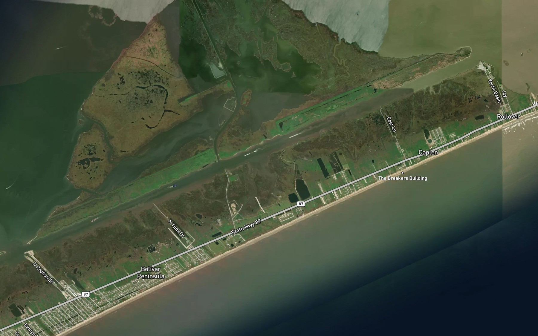 Satellite map of the Crab Lake