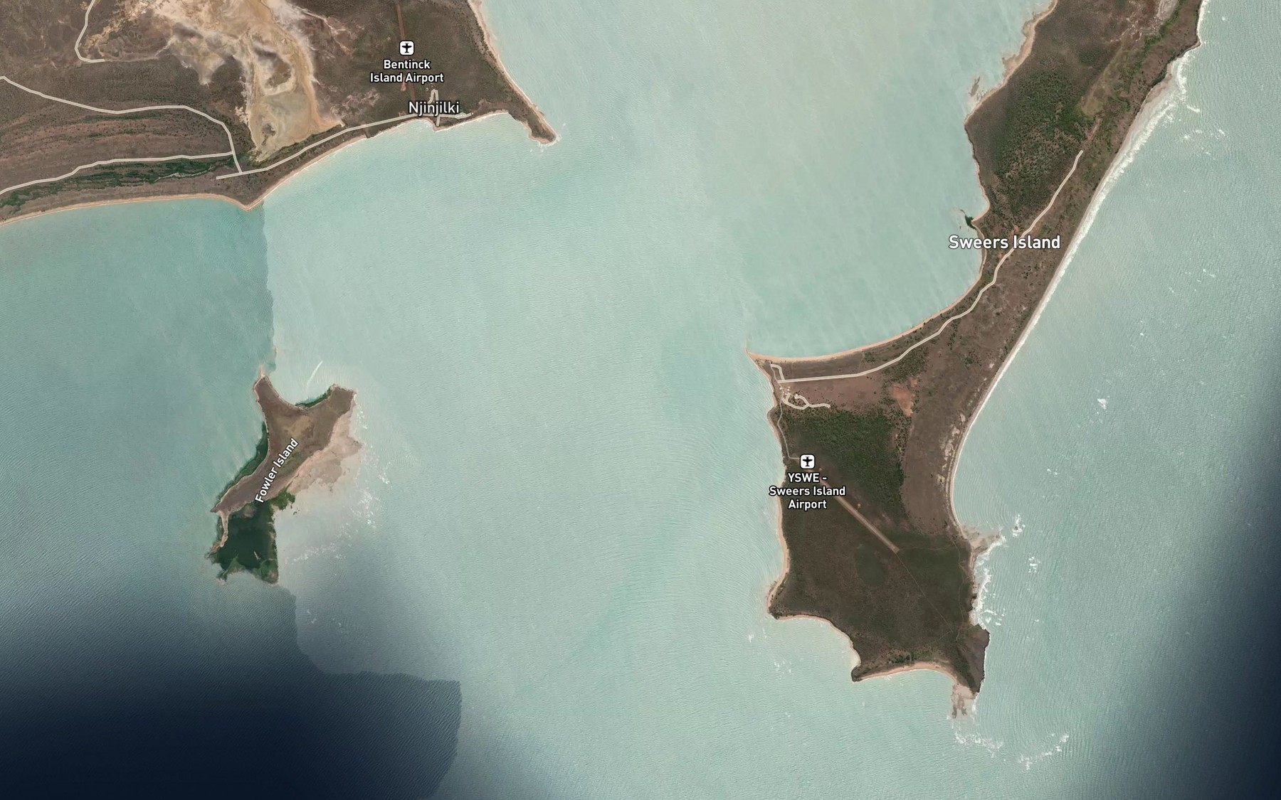 Satellite map of the Investigator Road