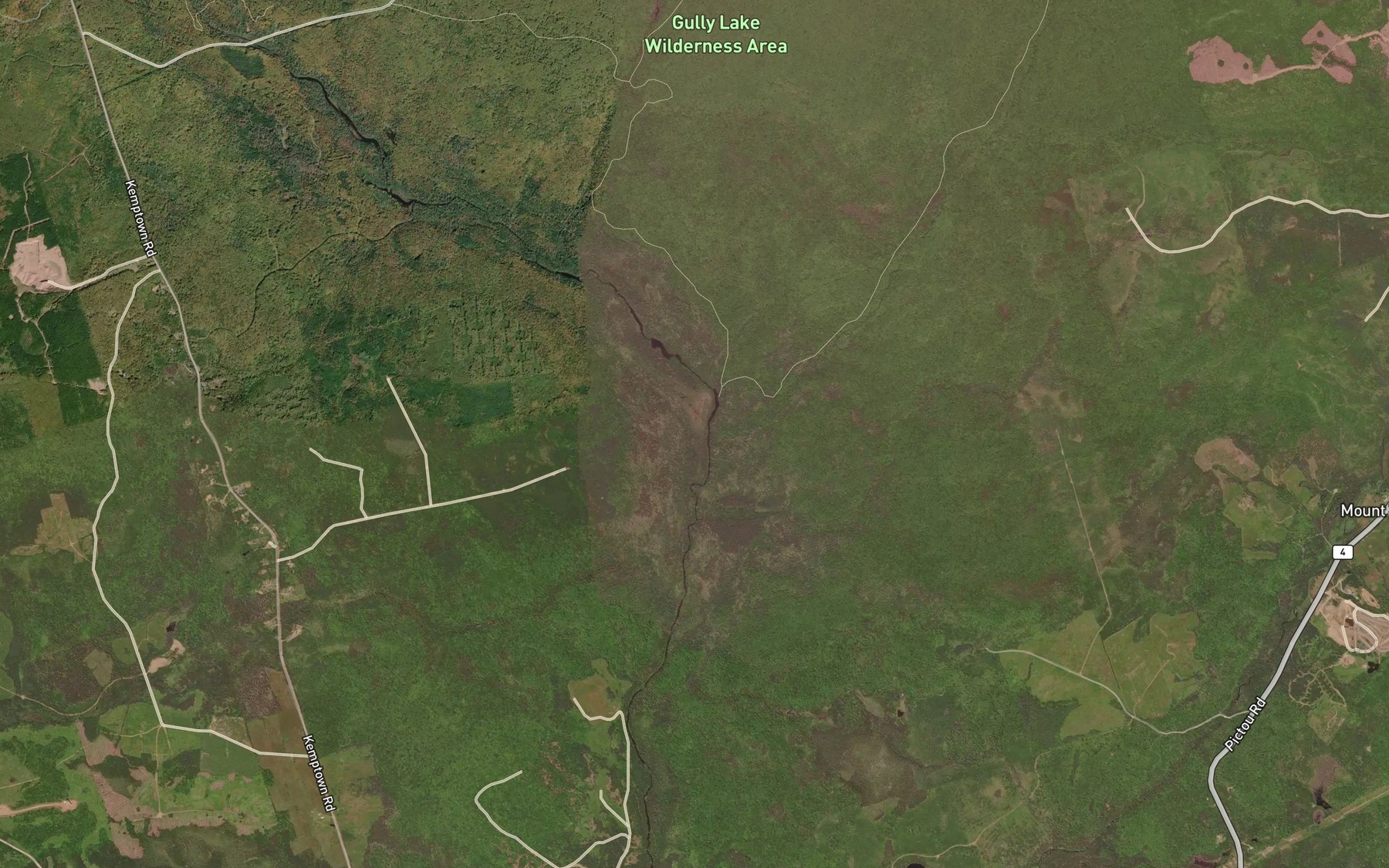 Satellite map of the Gully Lake Brook