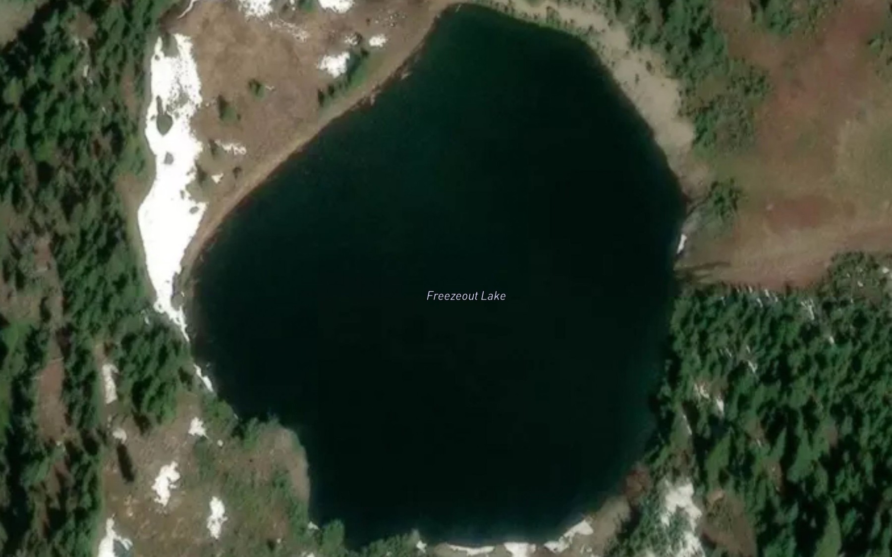 Satellite map of the Freezeout Lake