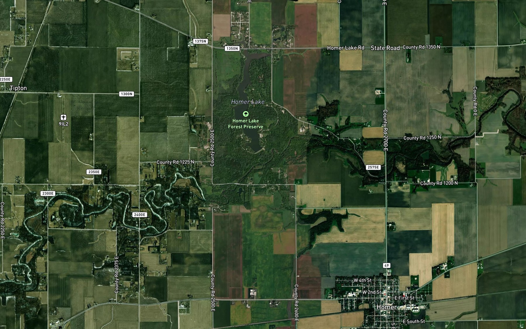 Satellite map of the Veazel Branch