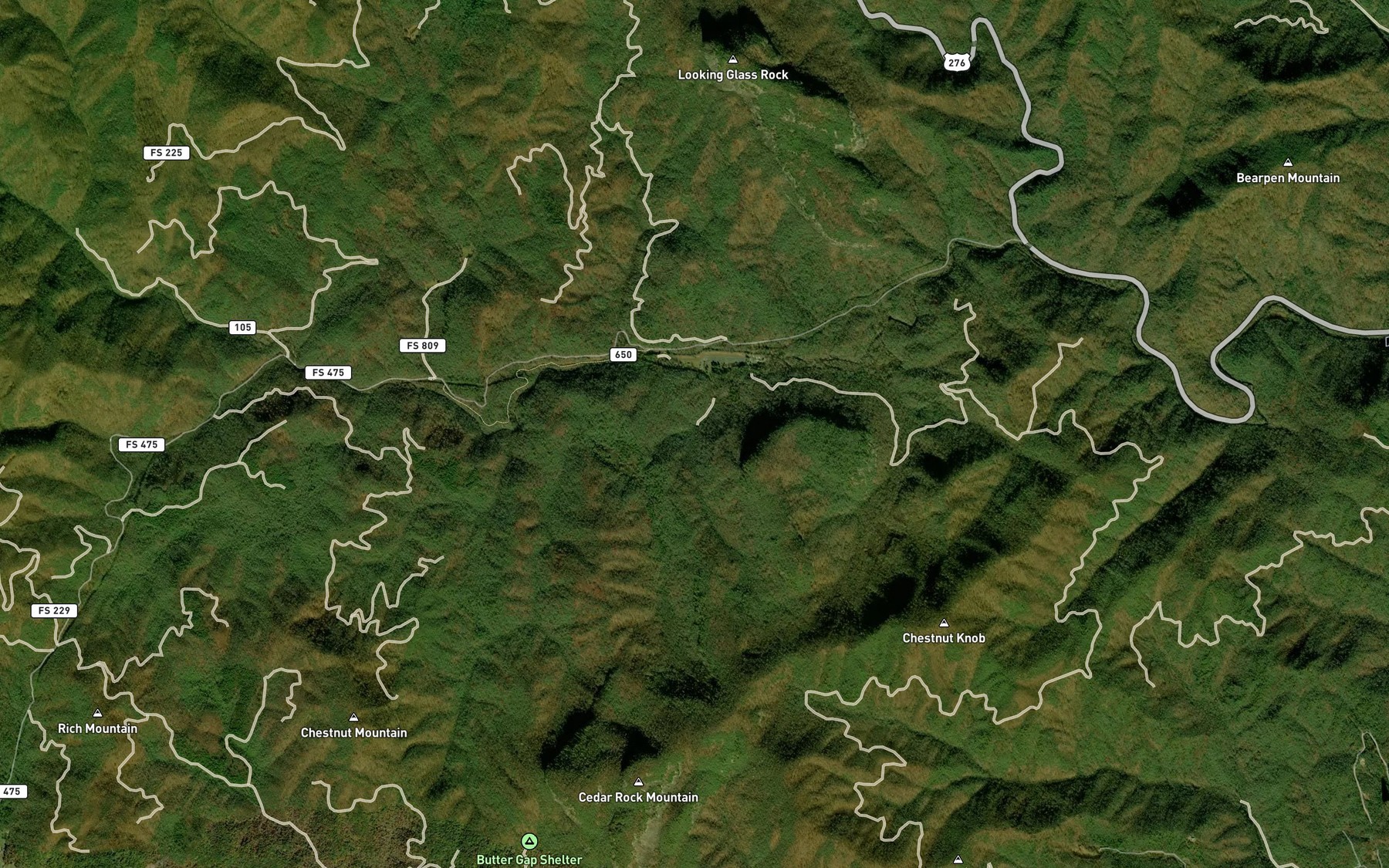 Satellite map of the John Rock Branch