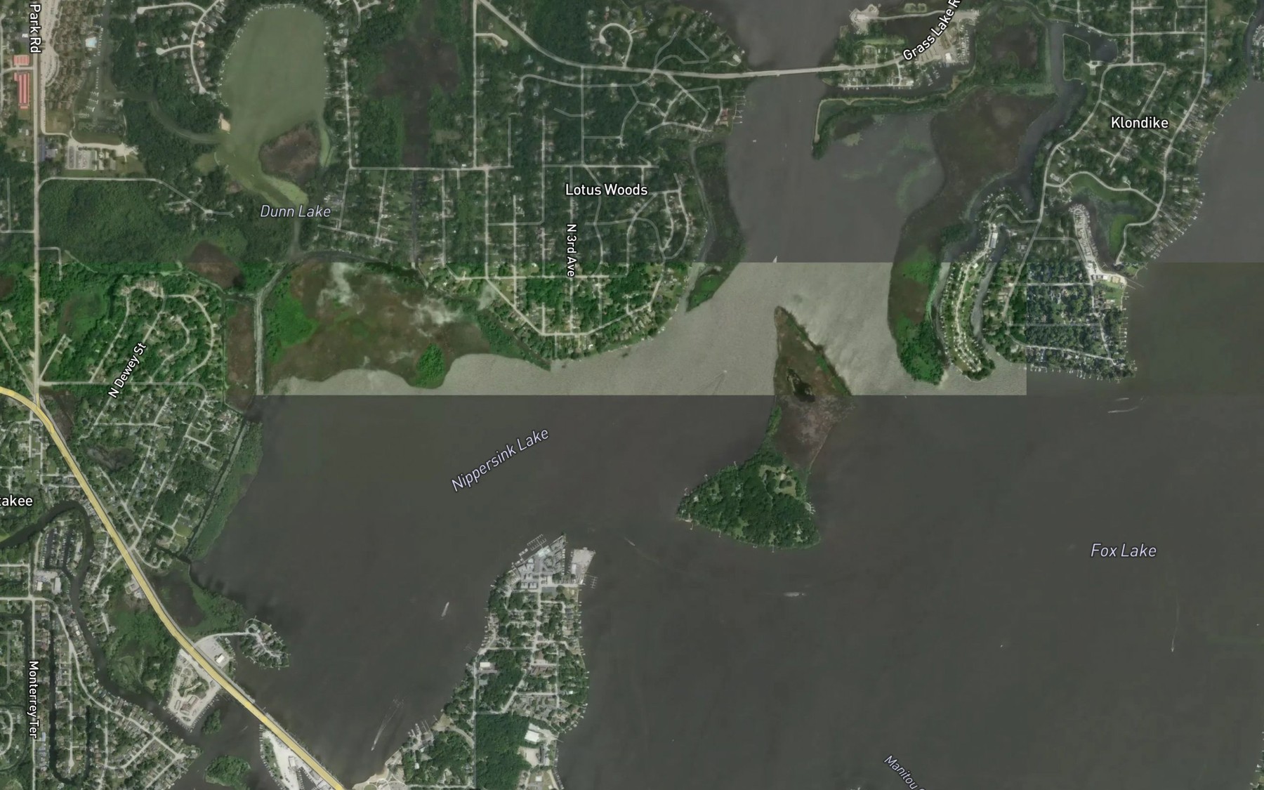 Satellite map of the Nippersink Lake