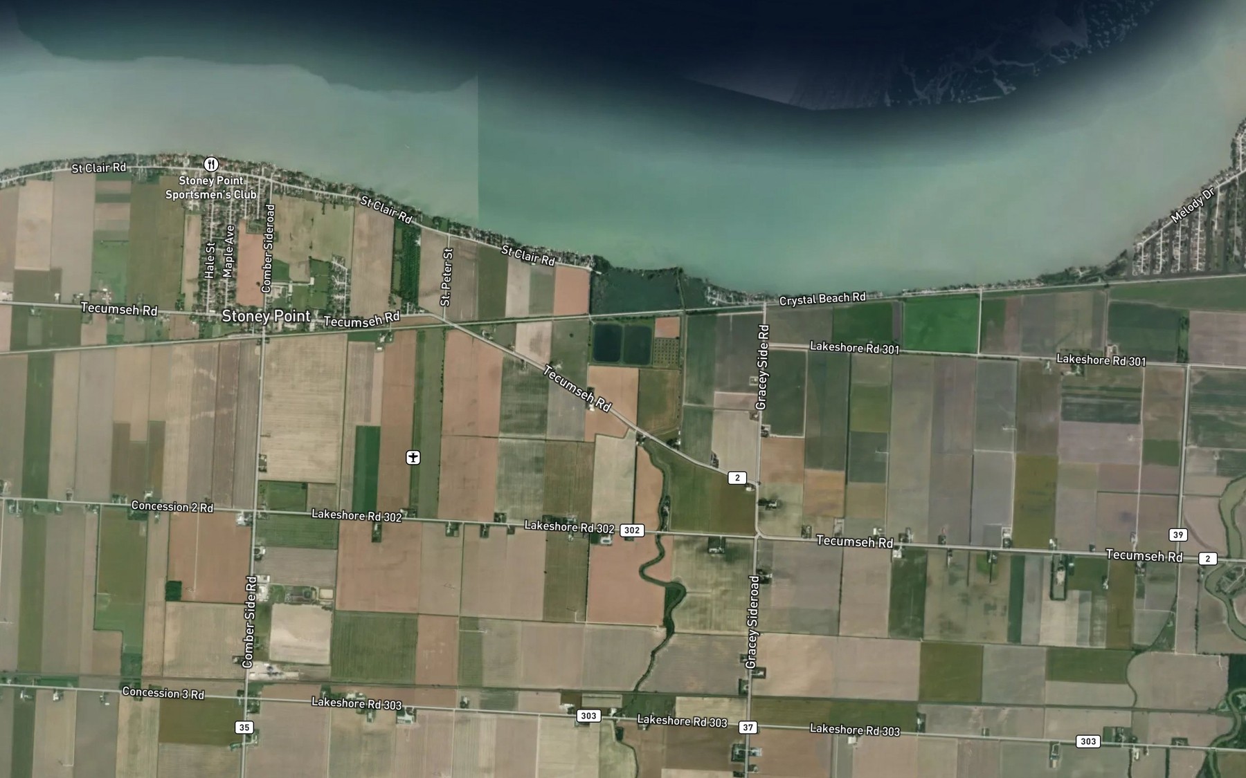 Satellite map of the Tremblay Creek