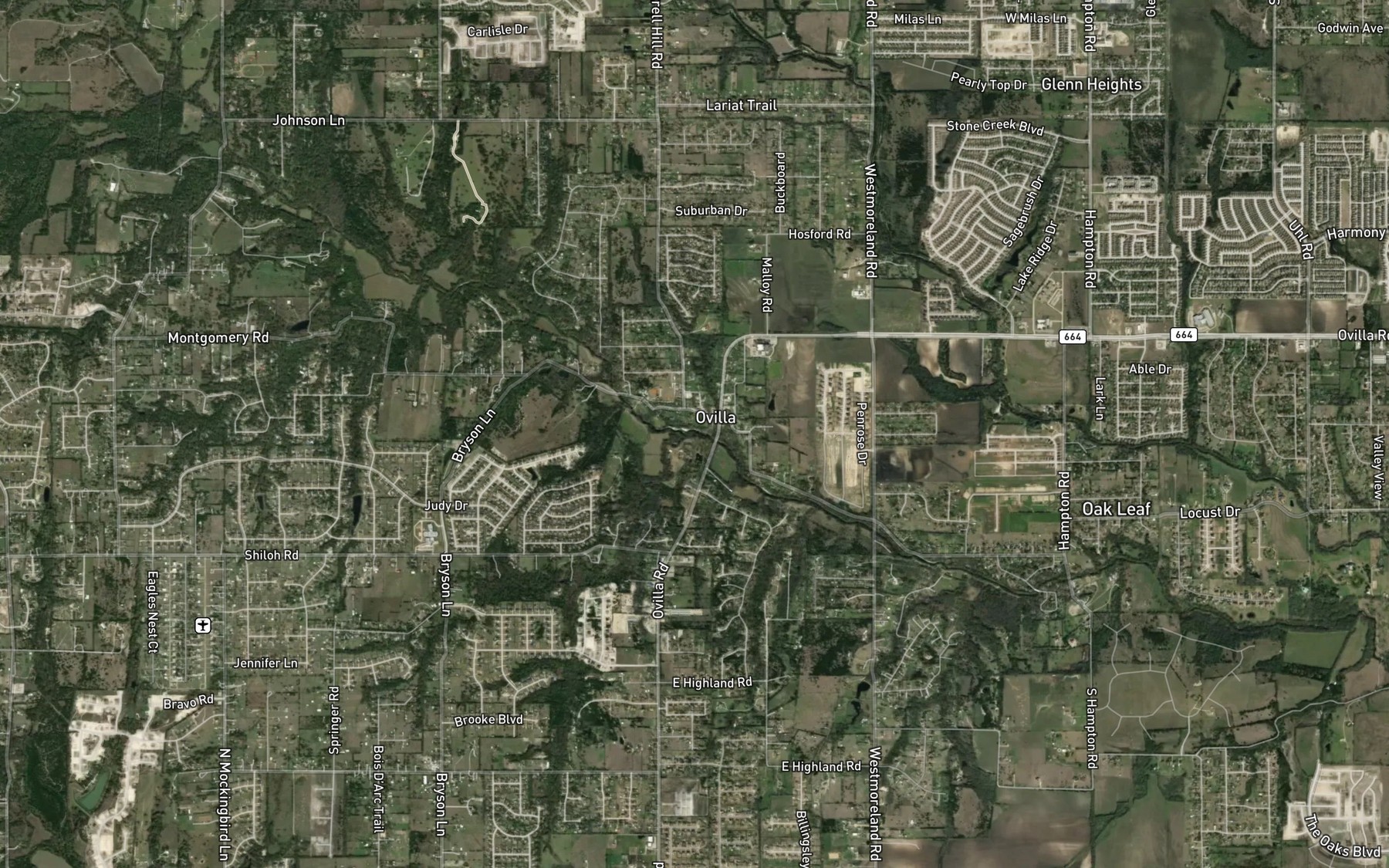 Satellite map of the Shiloh Branch