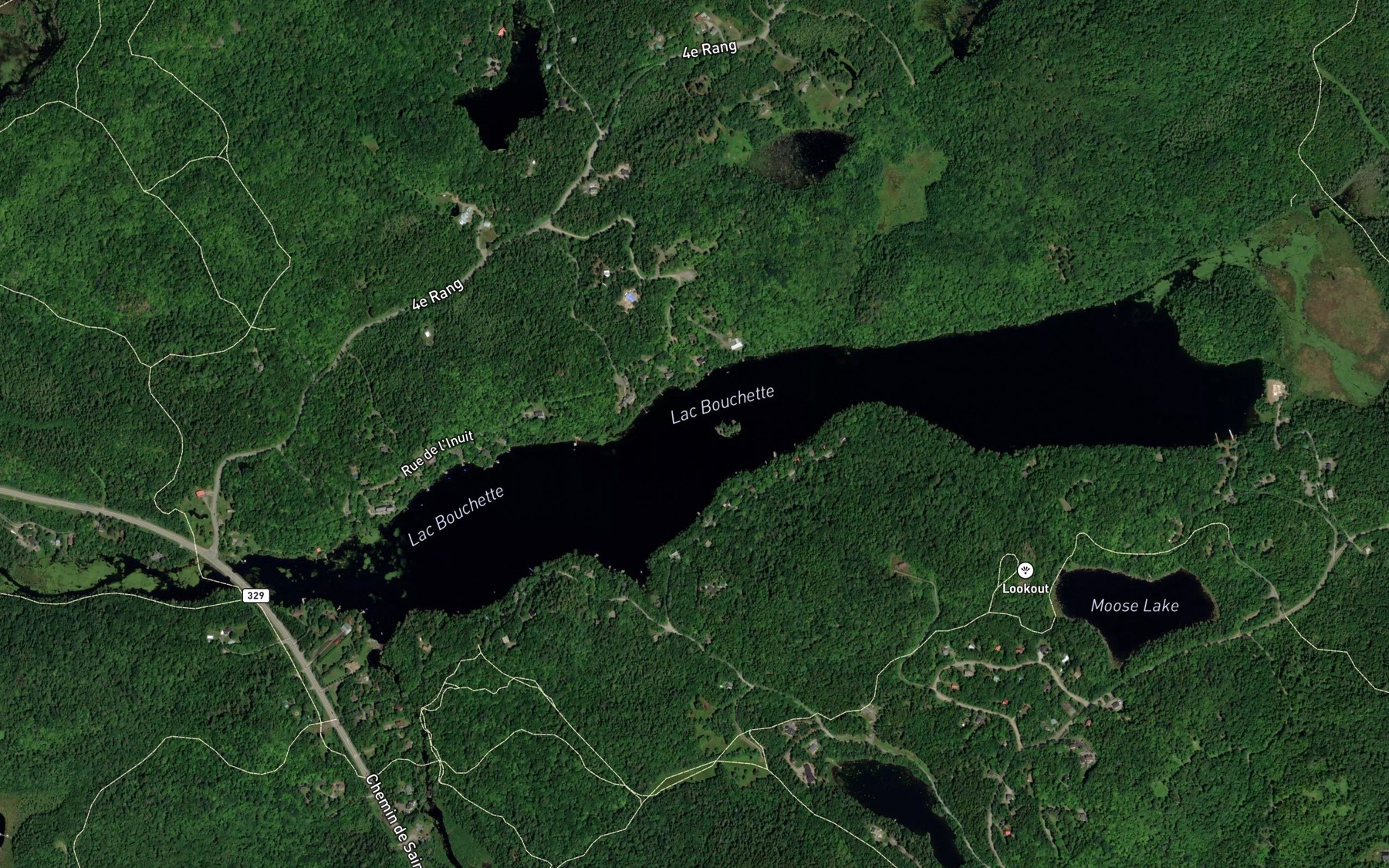 Satellite map of the Lac Bouchette