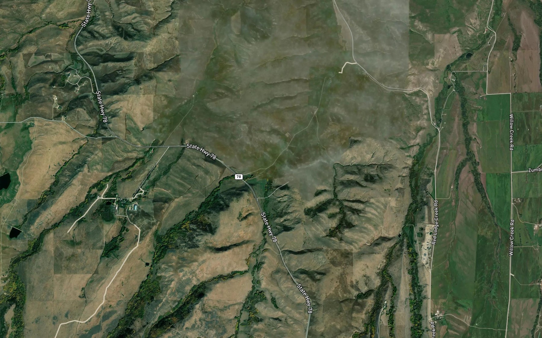 Satellite map of the Powers Creek