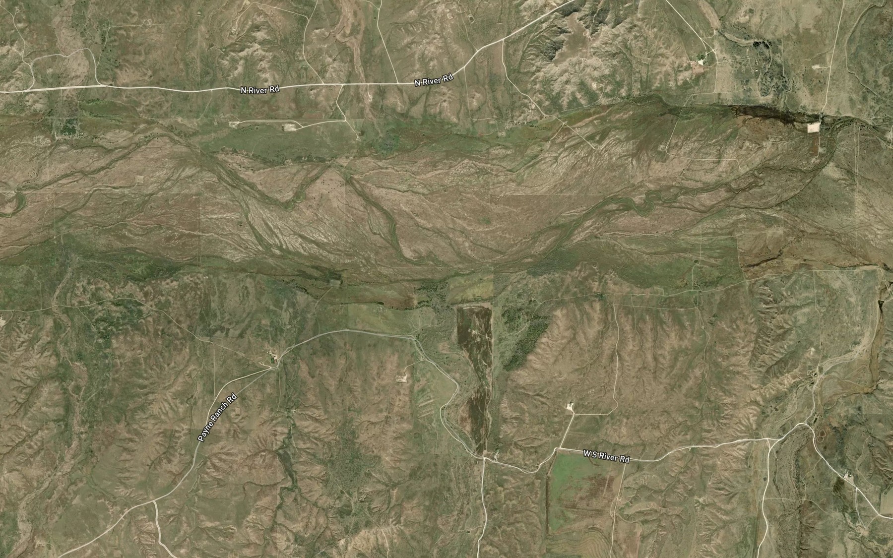 Satellite map of the Three Corrals Creek
