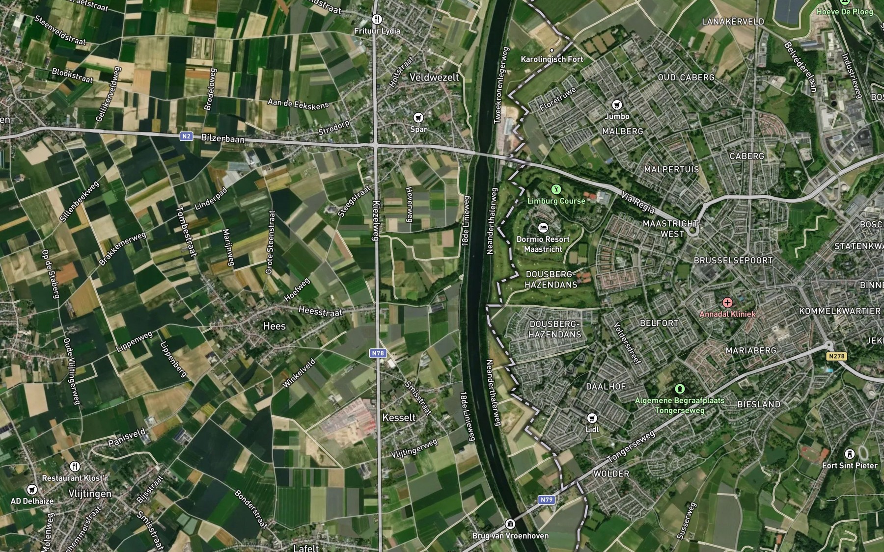 Satellite map of the Heeswater