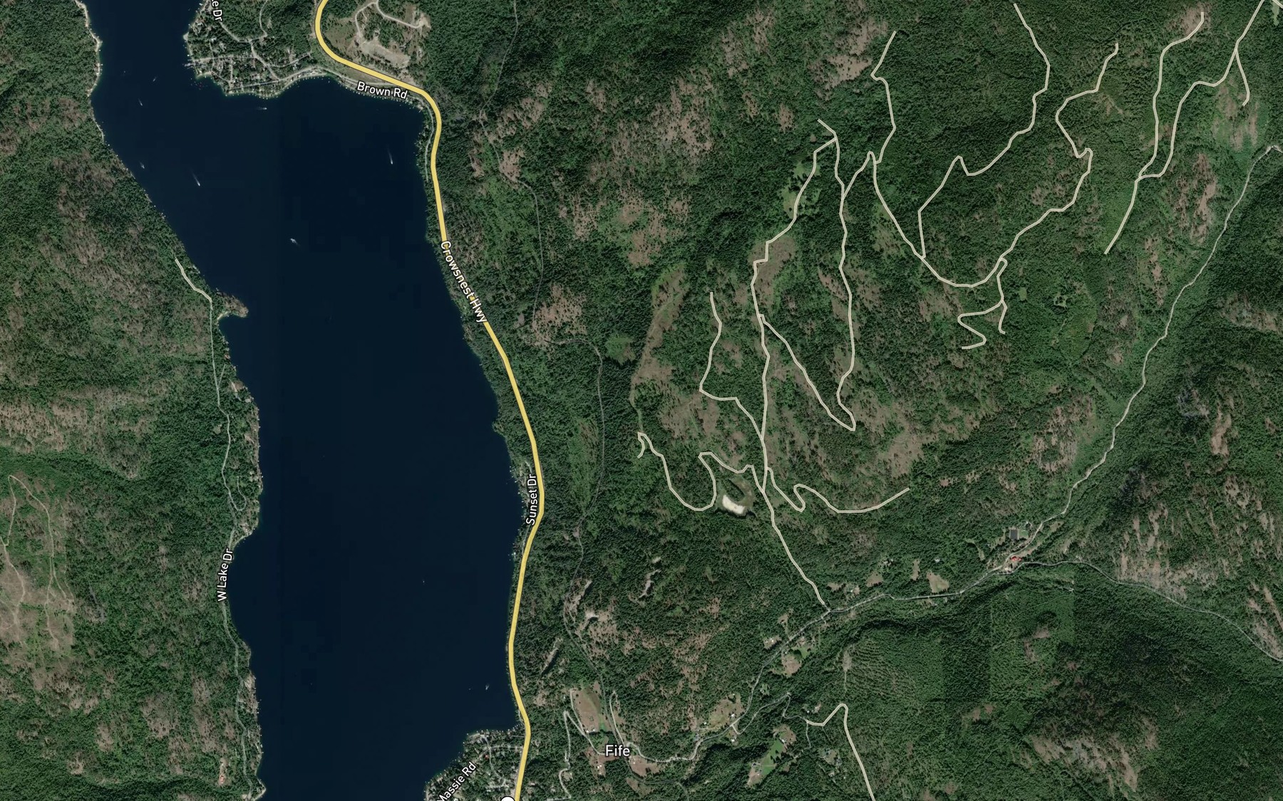 Satellite map of the Baker Creek