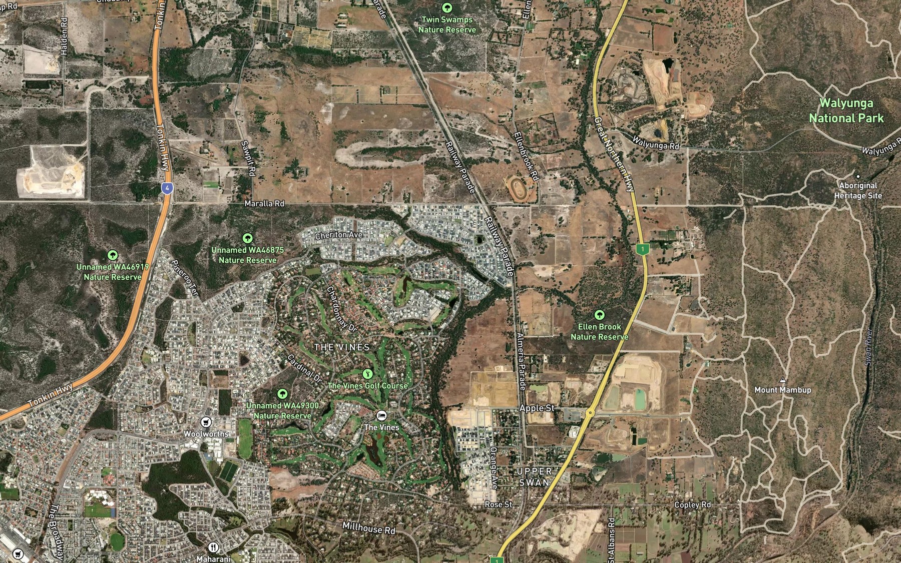 Satellite map of the Saw Pit Gully