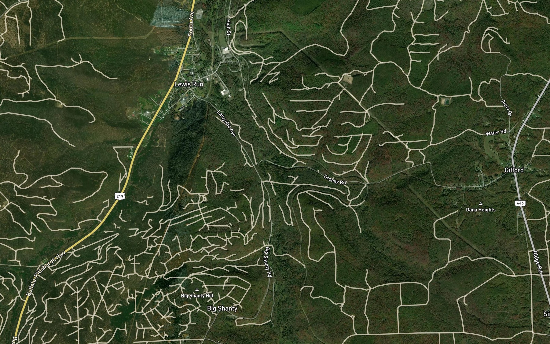 Satellite map of the Railroad Run