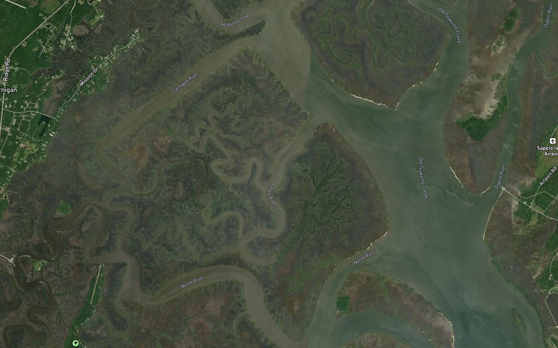 Satellite map of the Folly River