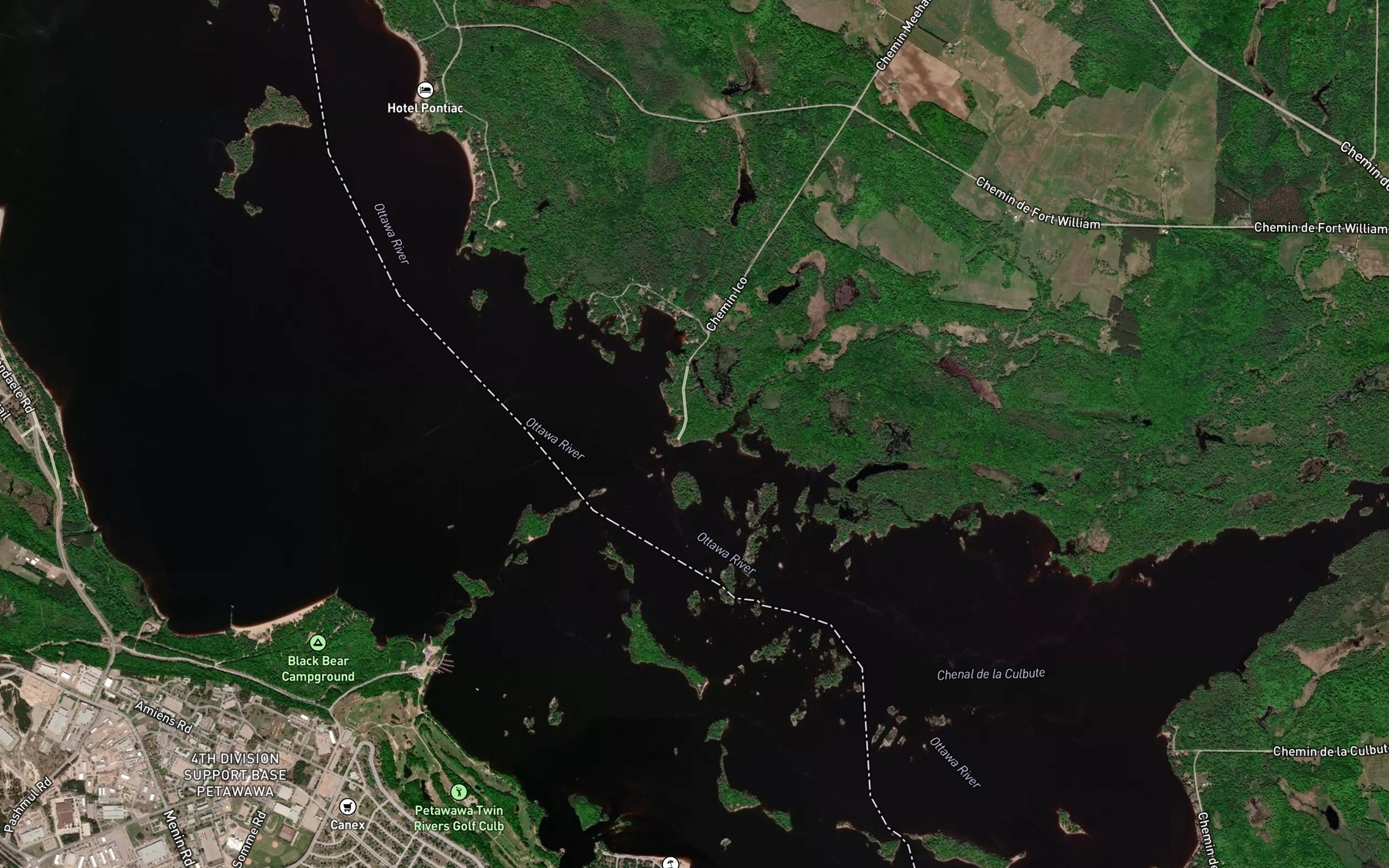 Satellite map of the Culbute Channel