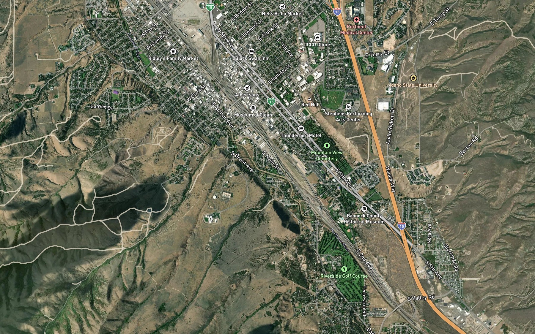 Satellite map of the Cusick Creek