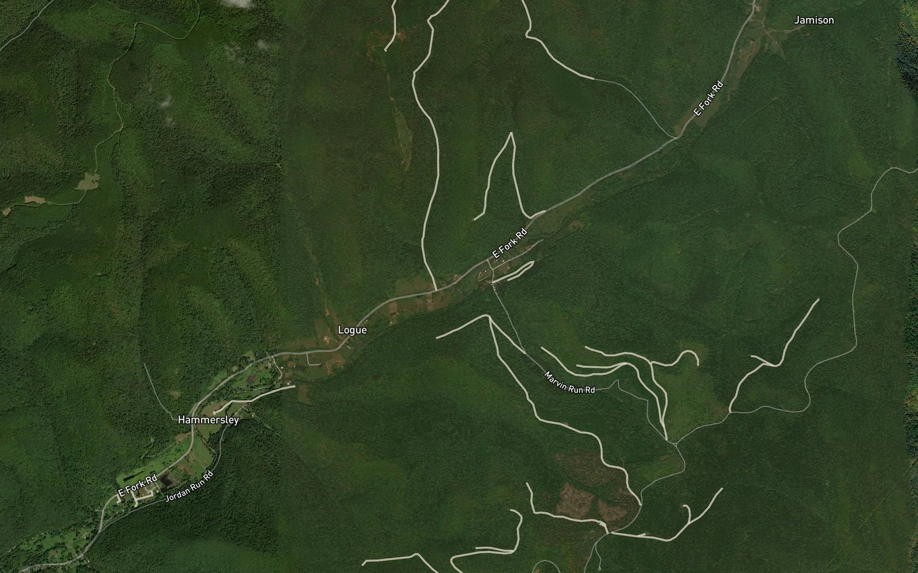 Satellite map of the Williams Run