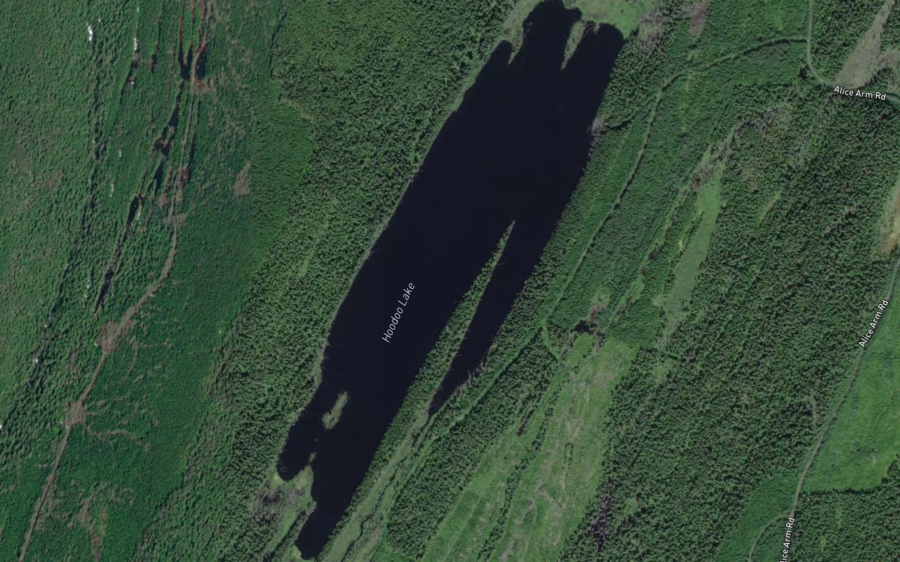 Satellite map of the Hoodoo Lake