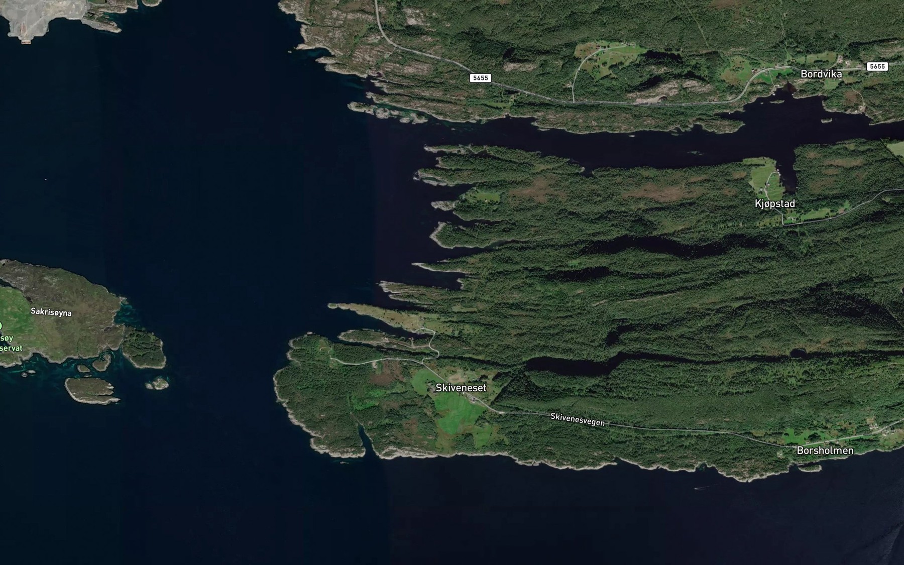 Satellite map of the Breidvagen