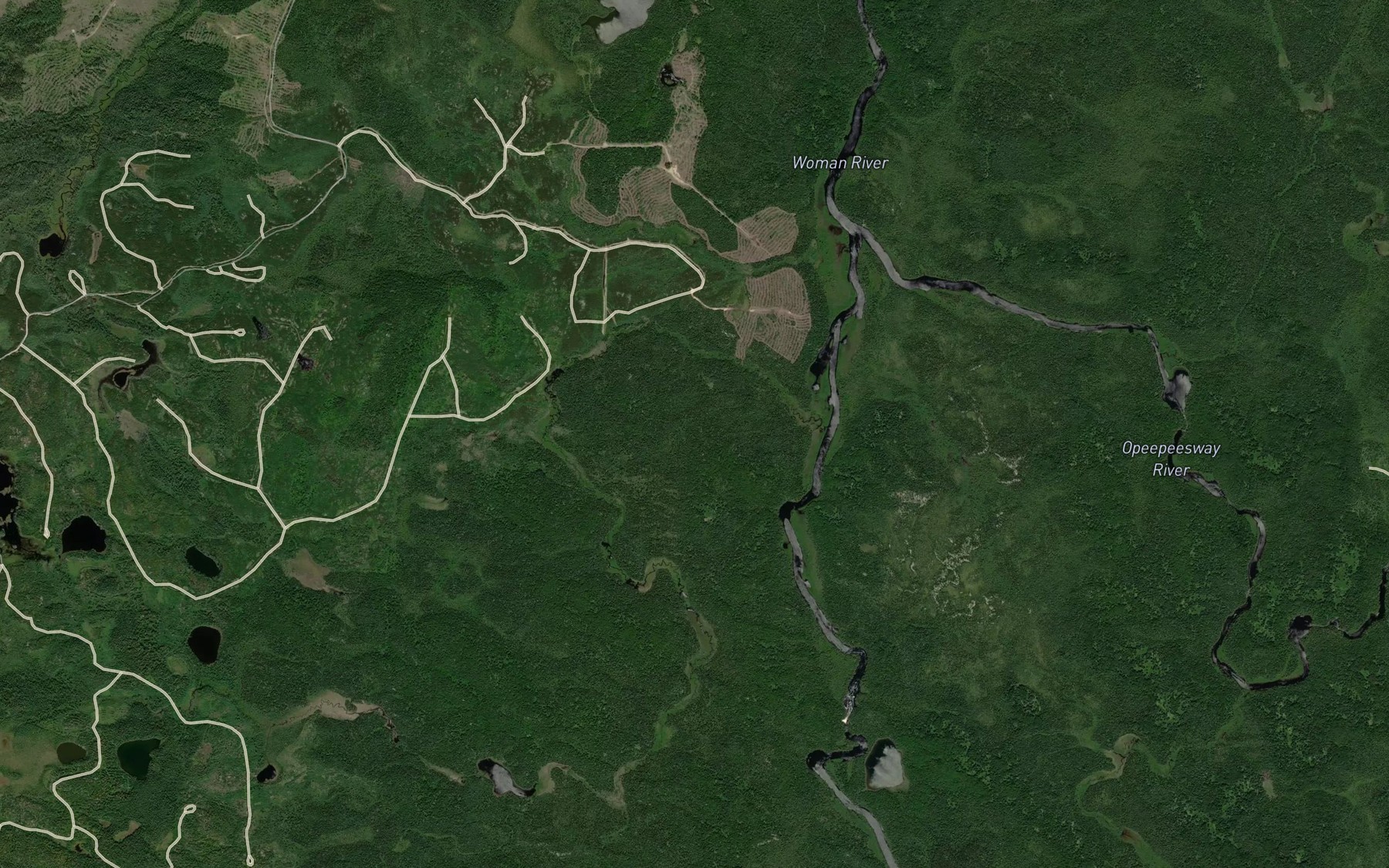 Satellite map of the Opeepeesway River