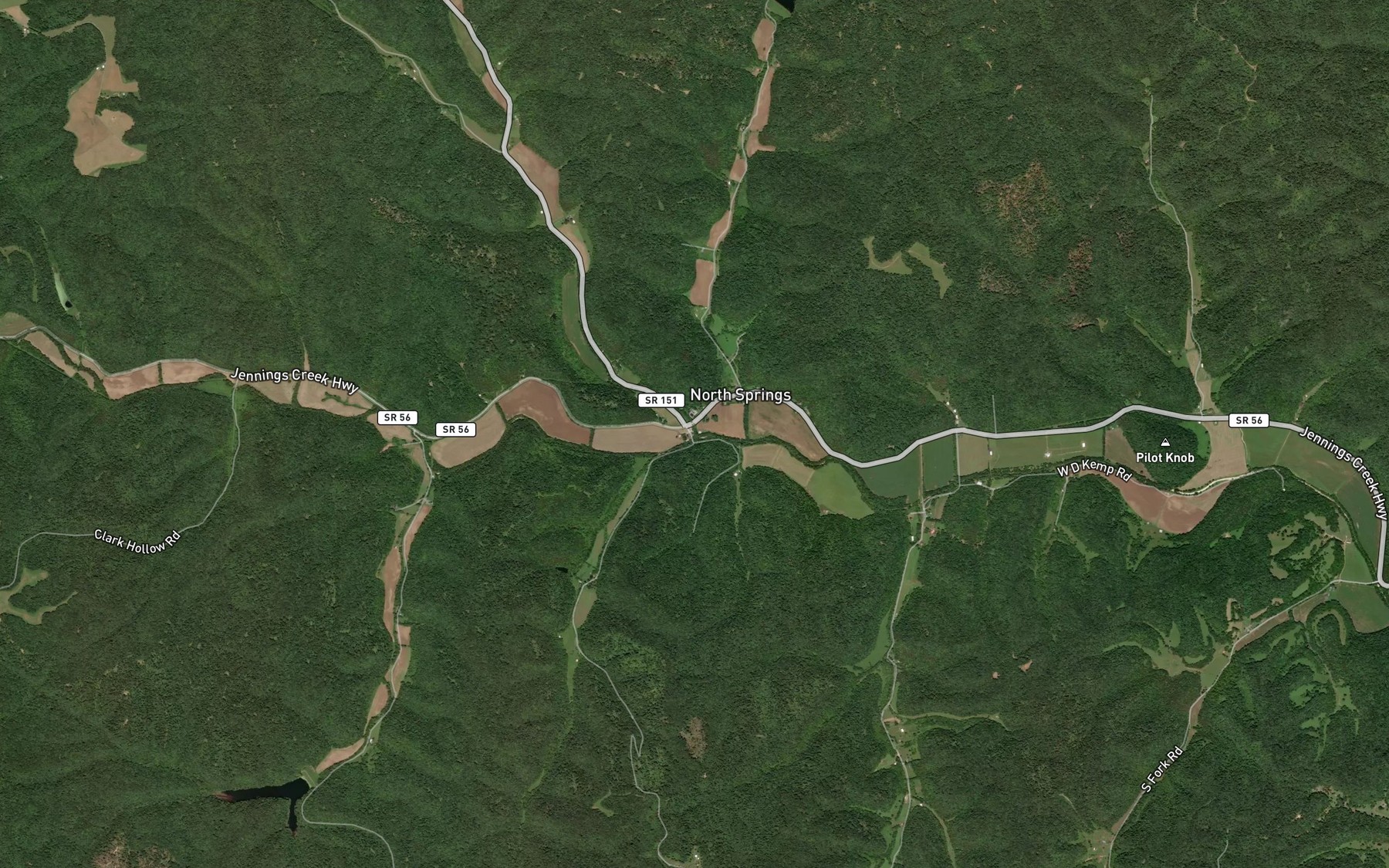 Satellite map of the Hudson Creek