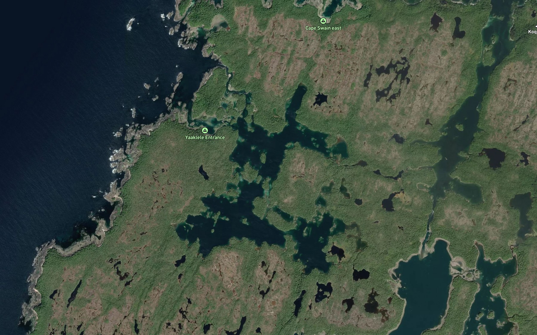 Satellite map of the Yaaklele Lagoon