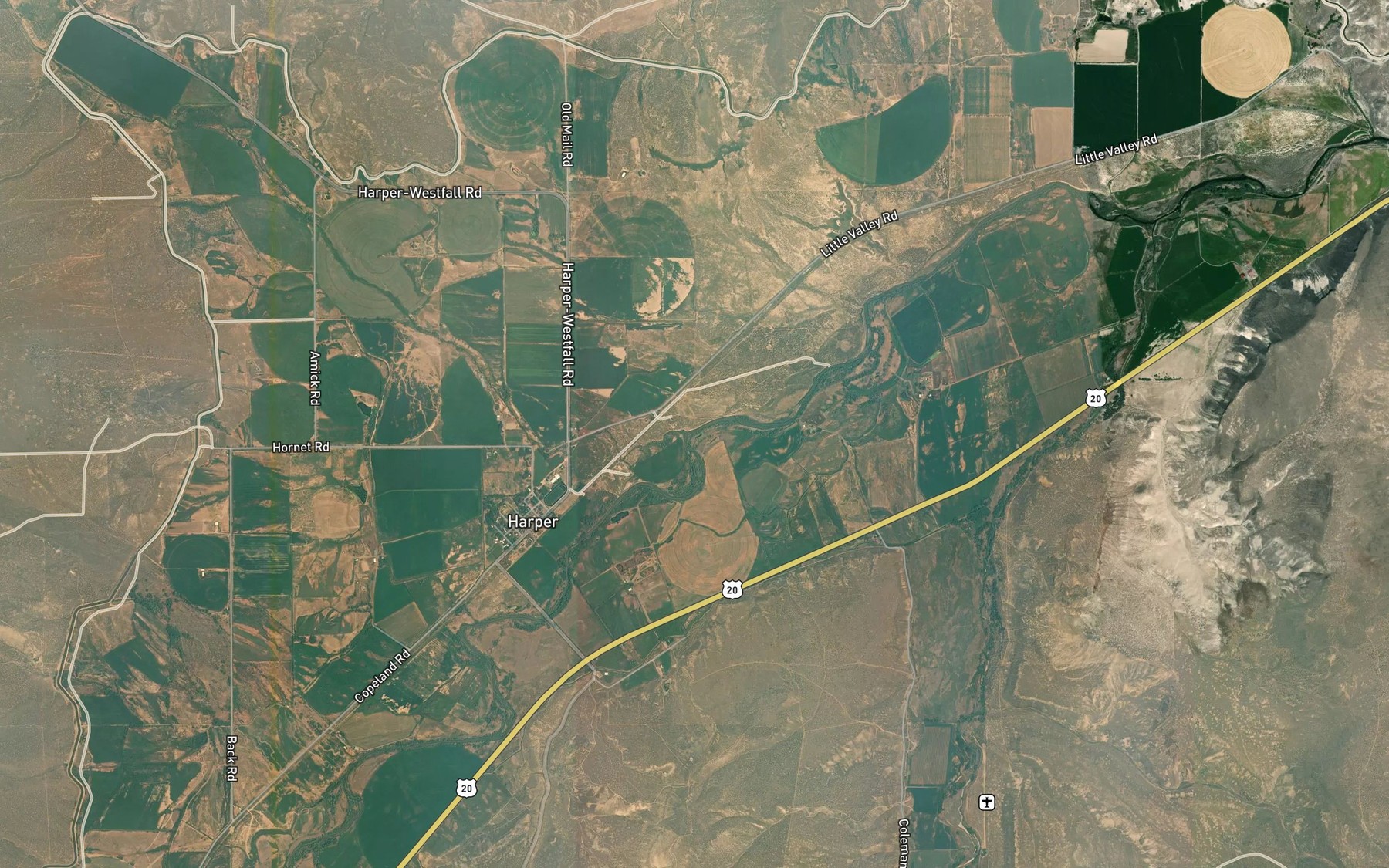 Satellite map of the Willow Spring Creek