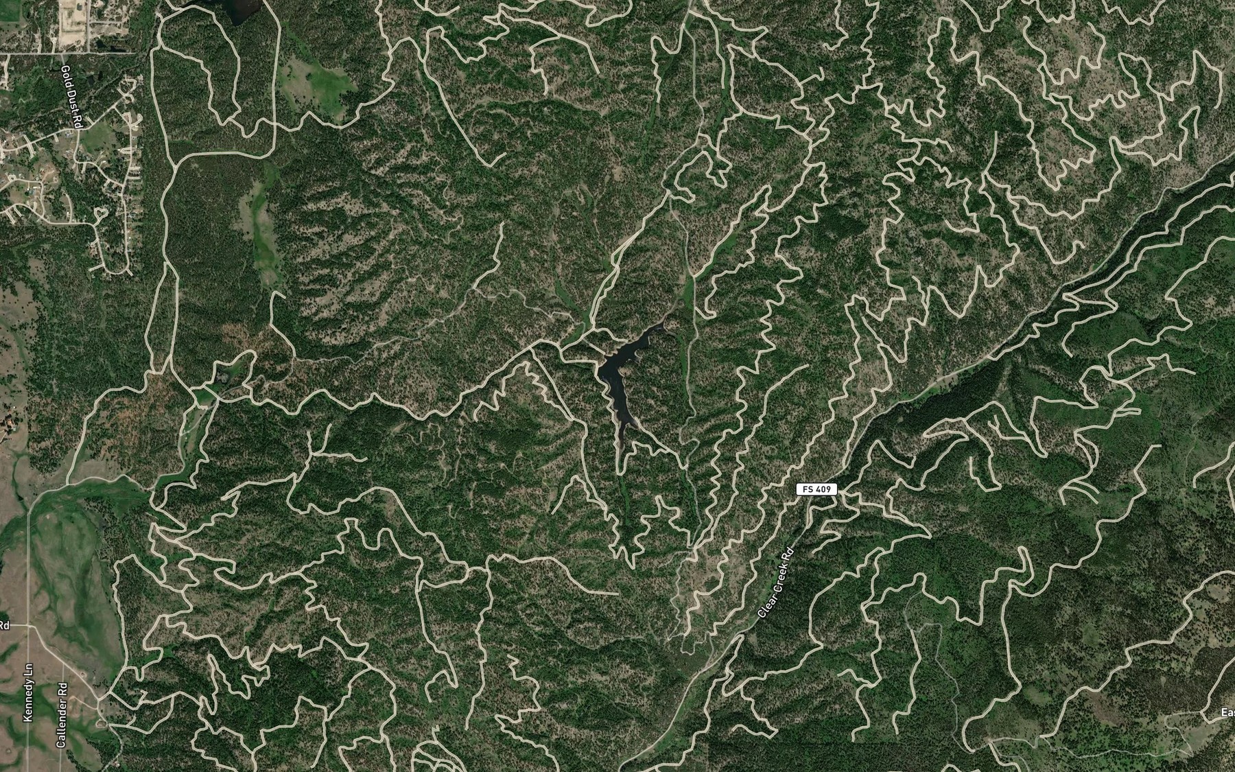 Satellite map of the Corral Creek Reservoir