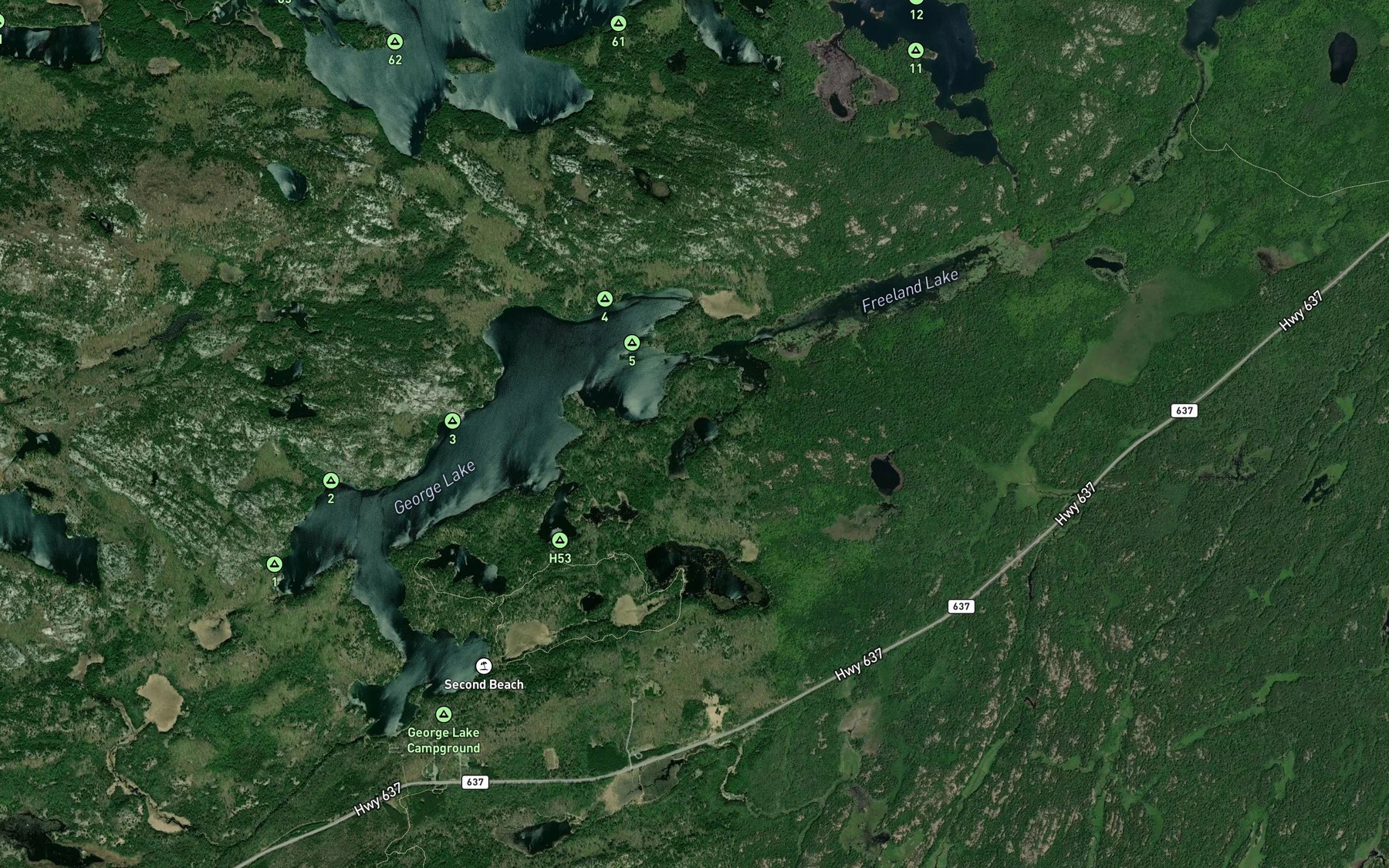 Satellite map of the Wagon Road Lake