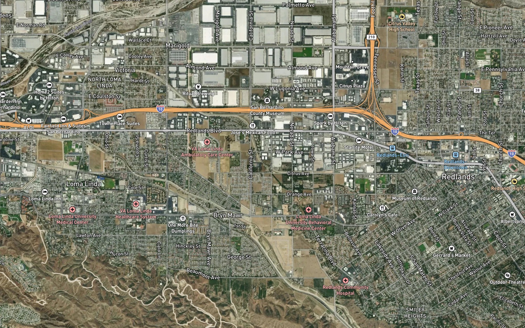 Satellite map of the The Mission Zanja