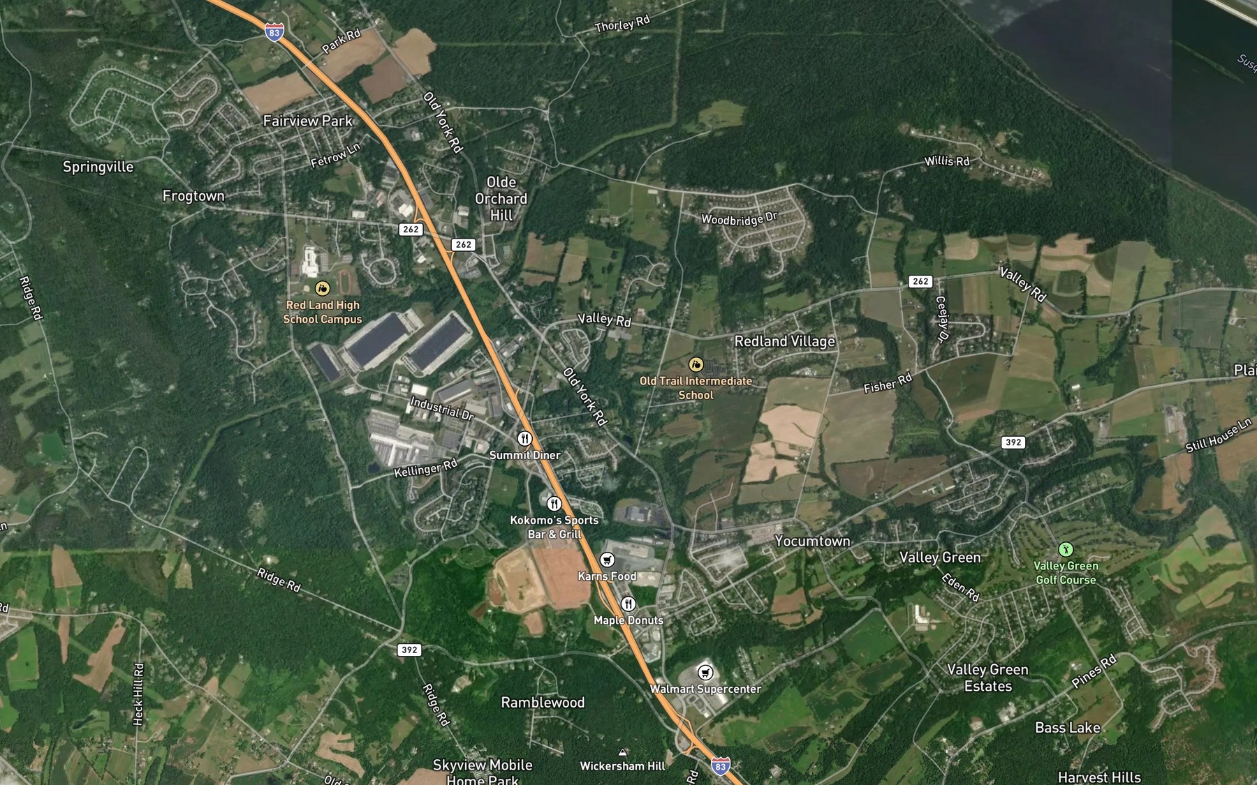 Satellite map of the Salem Run