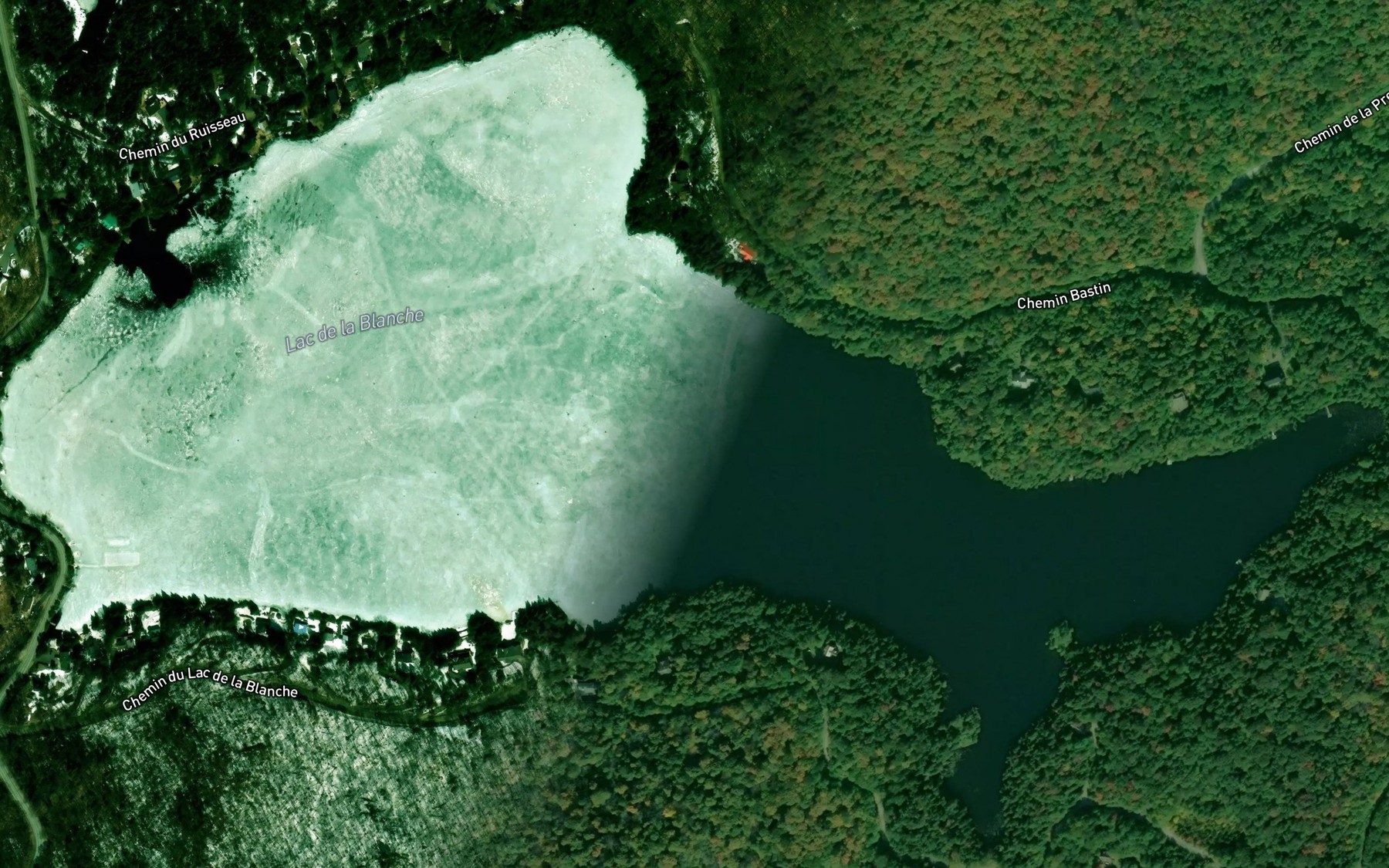 Satellite map of the Lac de la Blanche