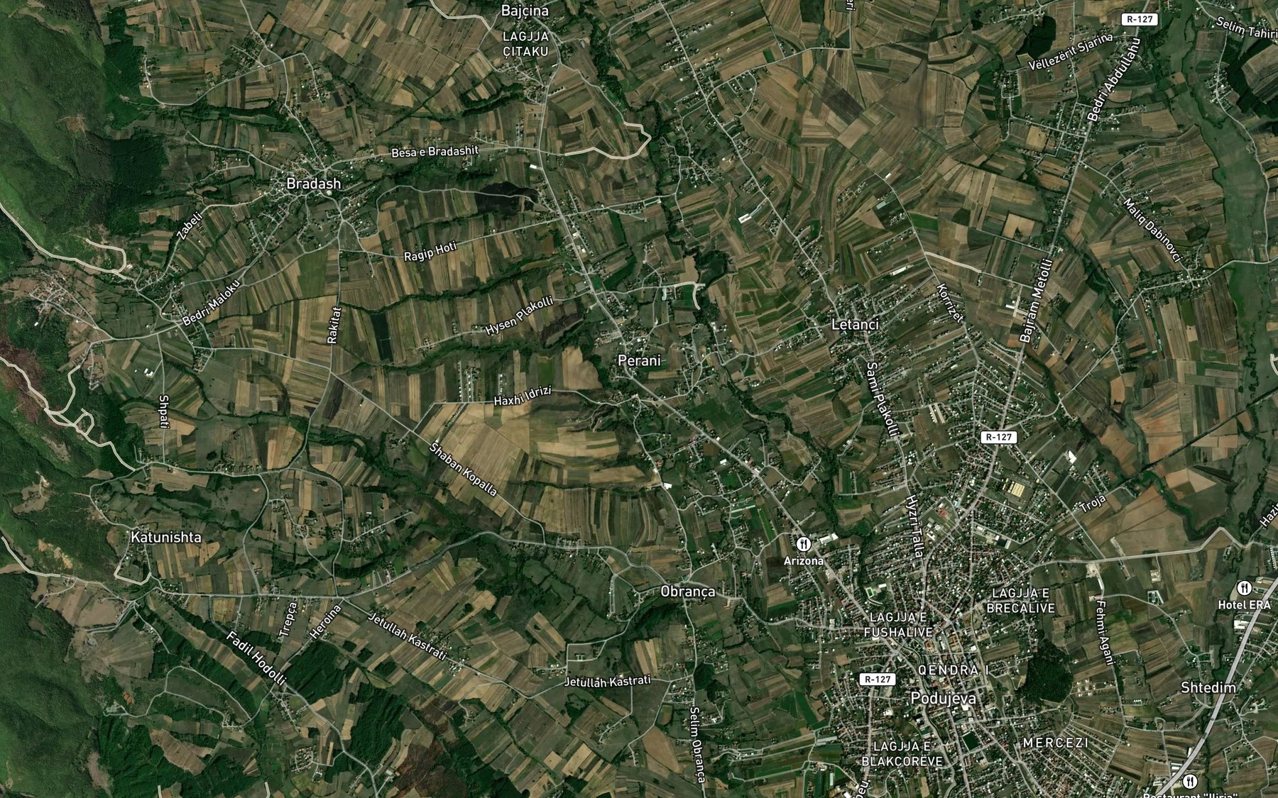Satellite map of the Bradaska Reka